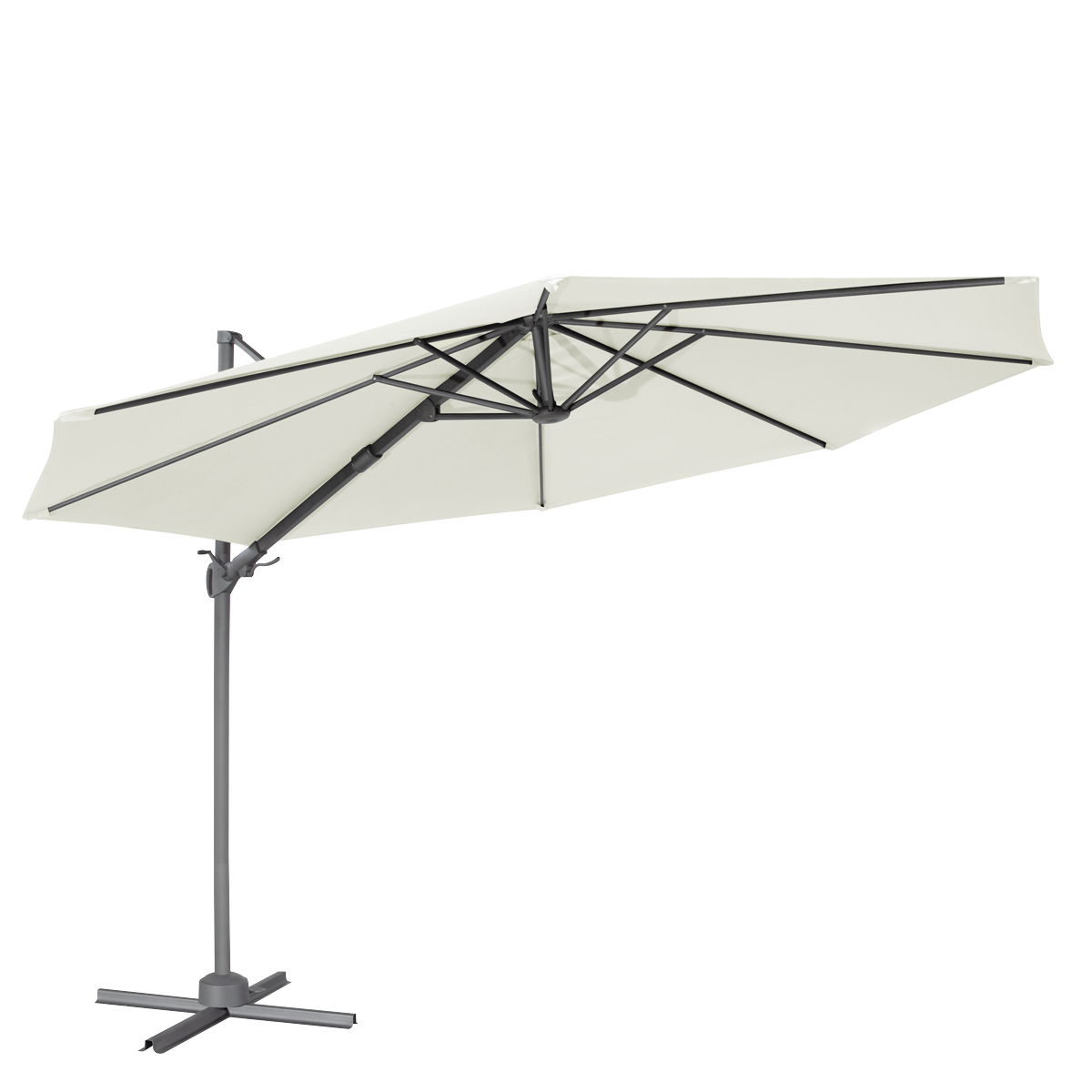 Dellonda DG268 Dellonda Cantilever Parasol with 360° Rotation, Tilt & Cover 3m - Cream
