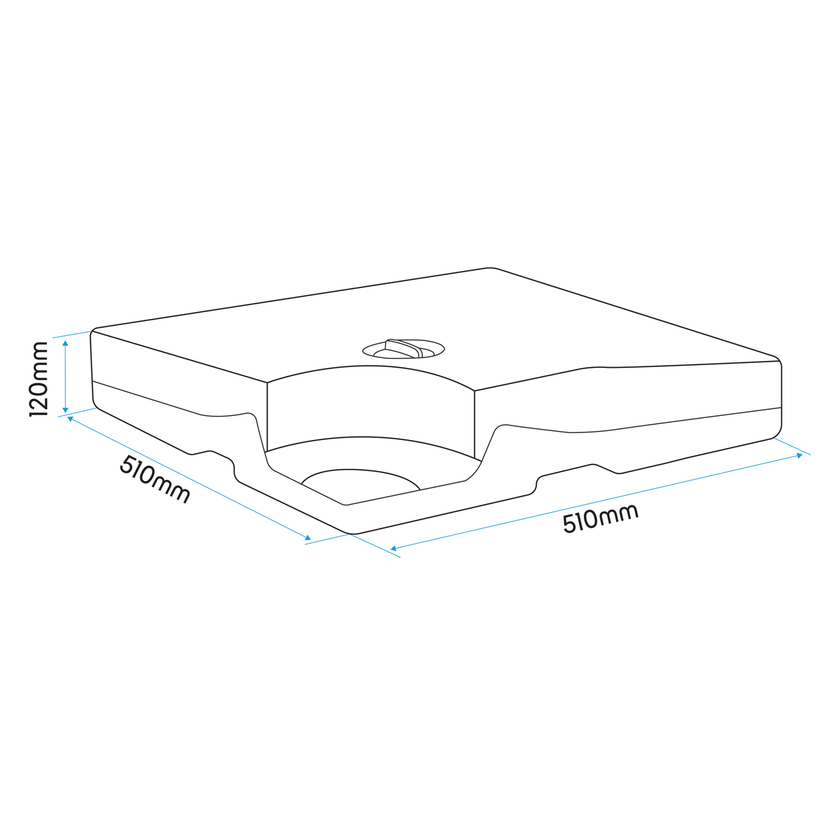 Dellonda DG269 Dellonda Fillable Parasol Base, Water/Sand Fill 92L 4pc