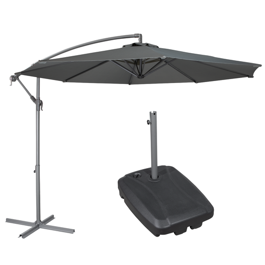 Dellonda DG270 Dellonda Banana Parasol with Cover & Base 3m - Grey