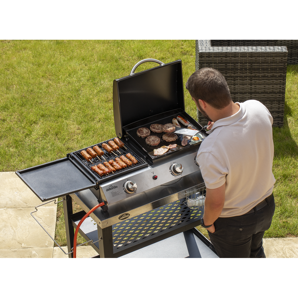Dellonda DG276 Dellonda 3 Burner Stainless Steel Portable Gas Plancha/Grill 8.5kW