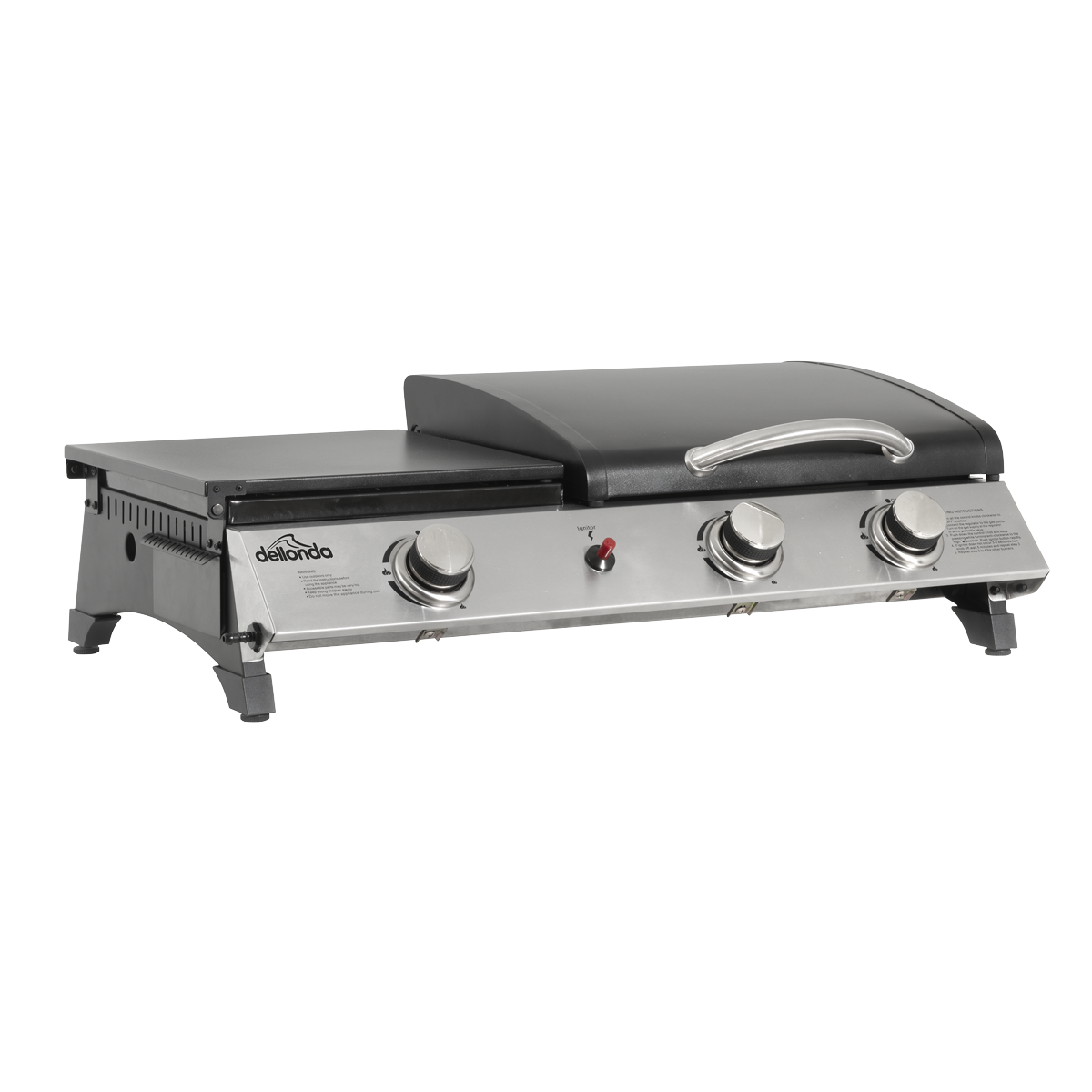 Dellonda DG276 Dellonda 3 Burner Stainless Steel Portable Gas Plancha/Grill 8.5kW