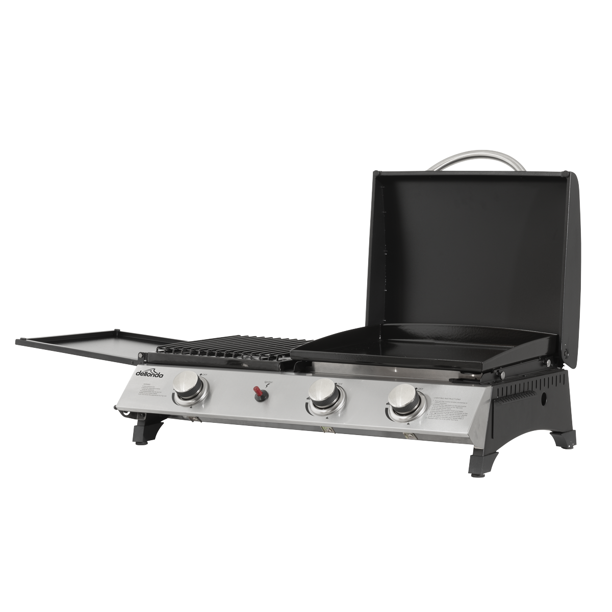 Dellonda DG276 Dellonda 3 Burner Stainless Steel Portable Gas Plancha/Grill 8.5kW