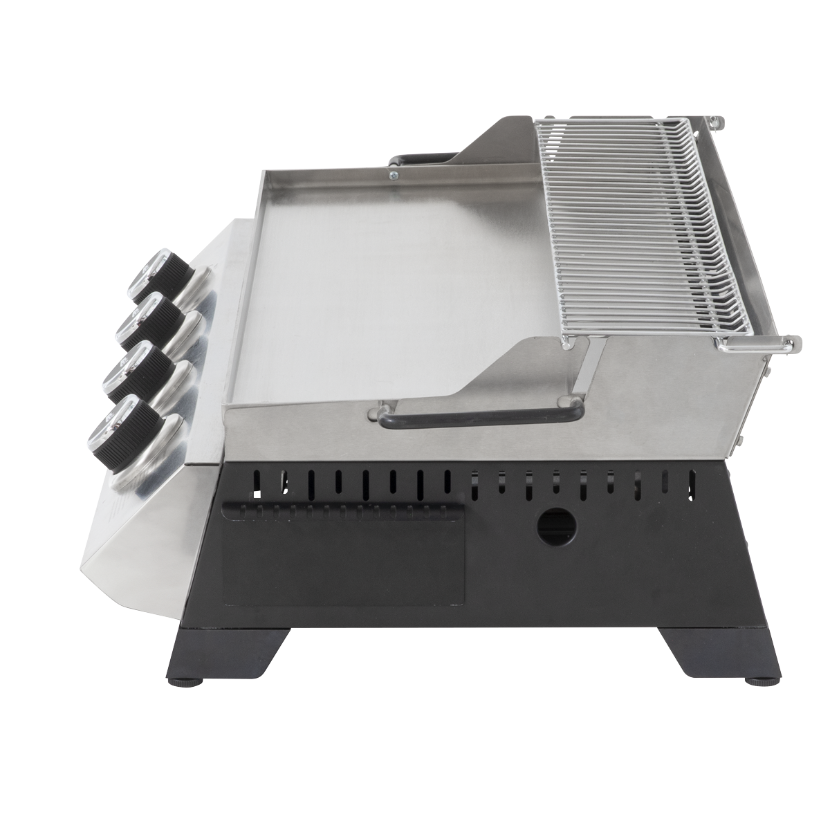 Dellonda DG277 Dellonda 4 Burner Stainless Steel Portable Gas Plancha with Warming Rack 10kW