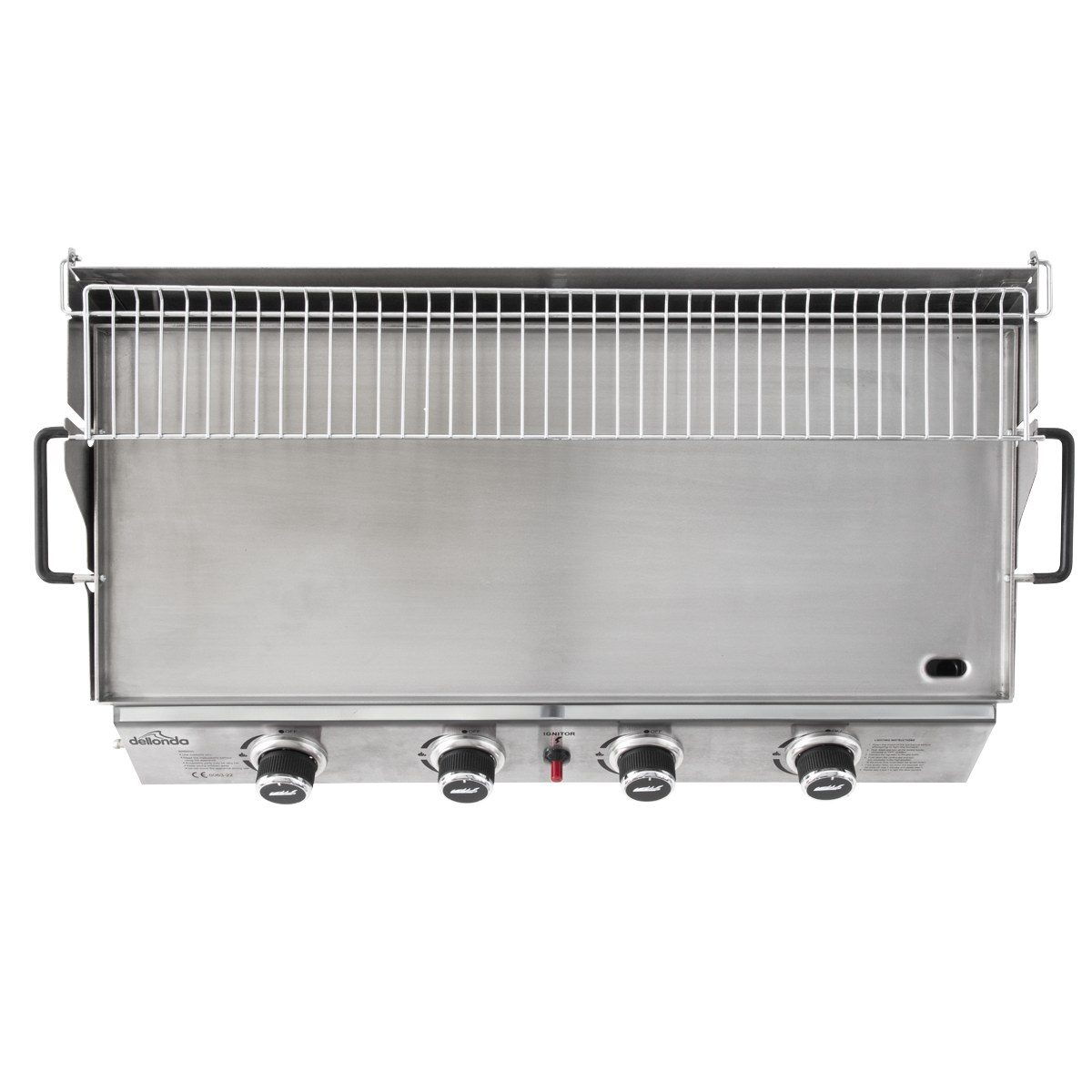 Dellonda DG277 Dellonda 4 Burner Stainless Steel Portable Gas Plancha with Warming Rack 10kW