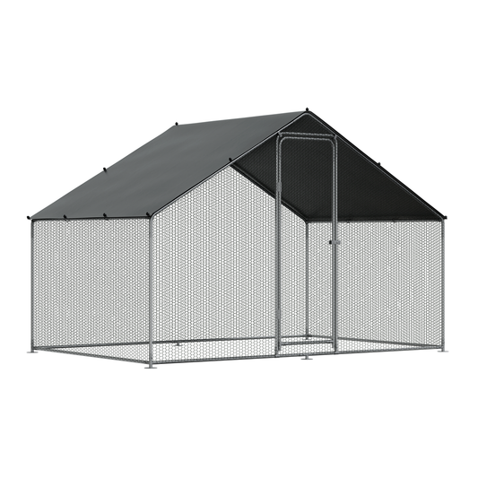 Dellonda DG278 Dellonda Walk-In Galvanized Steel Chicken Run with Roof Cover & PVC Coated Chicken Wire