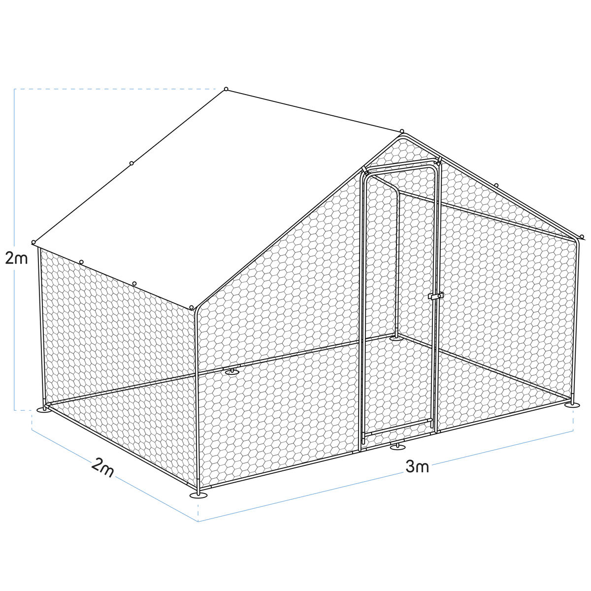 Dellonda DG278 Dellonda Walk-In Galvanized Steel Chicken Run with Roof Cover & PVC Coated Chicken Wire