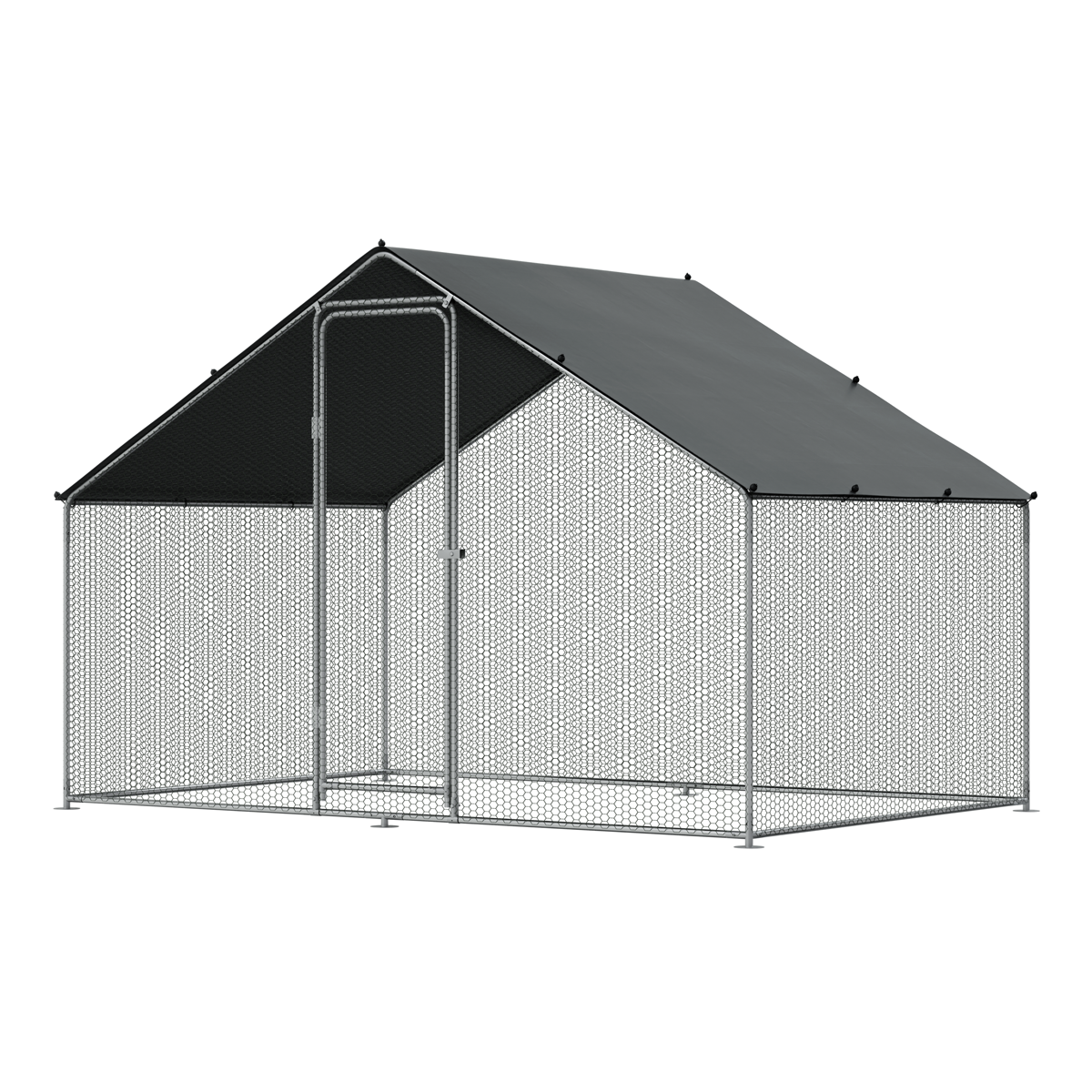 Dellonda DG278 Dellonda Walk-In Galvanized Steel Chicken Run with Roof Cover & PVC Coated Chicken Wire
