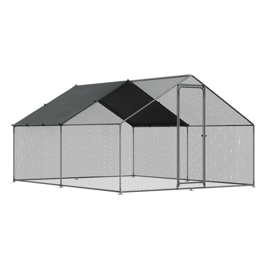 Dellonda DG279 Dellonda Walk-In Galvanized Steel Chicken Run with Roof Cover & PVC Coated Chicken Wire