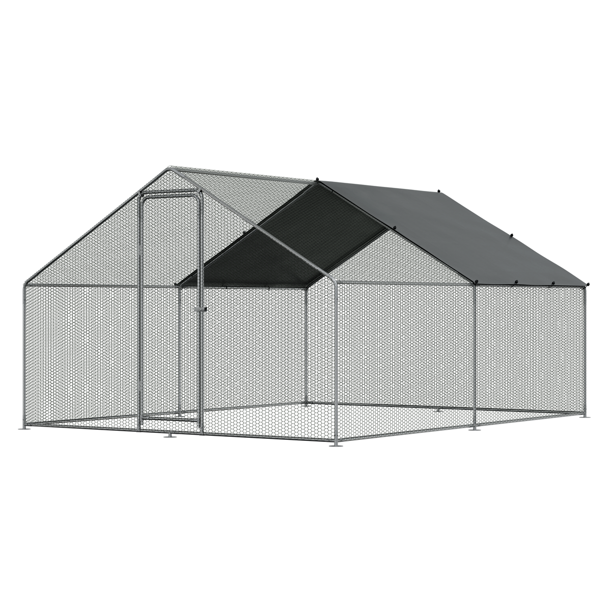Dellonda DG279 Dellonda Walk-In Galvanized Steel Chicken Run with Roof Cover & PVC Coated Chicken Wire