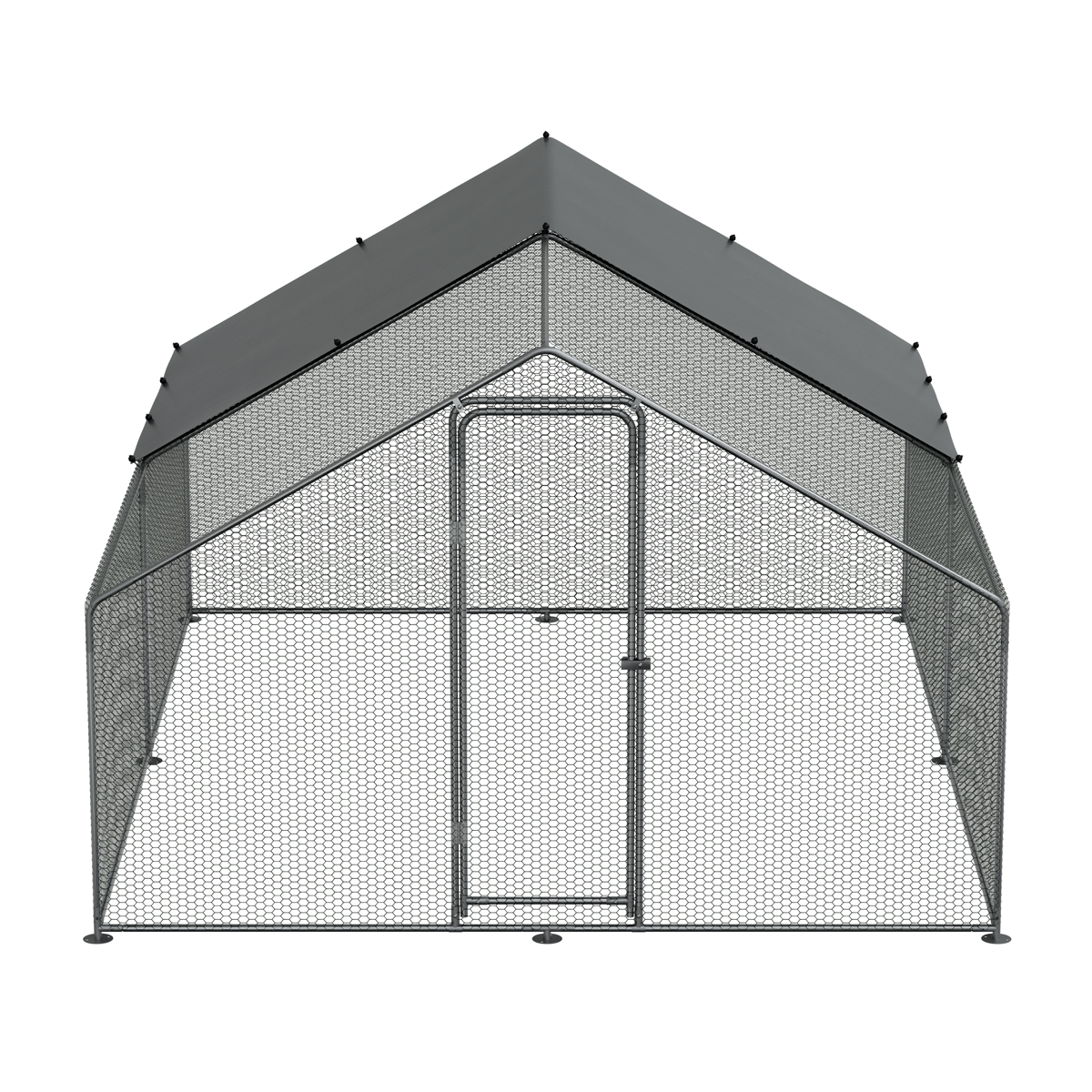 Dellonda DG279 Dellonda Walk-In Galvanized Steel Chicken Run with Roof Cover & PVC Coated Chicken Wire