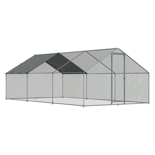 Dellonda DG280 Dellonda Walk-In Galvanized Steel Chicken Run with Roof Cover & PVC Coated Chicken Wire