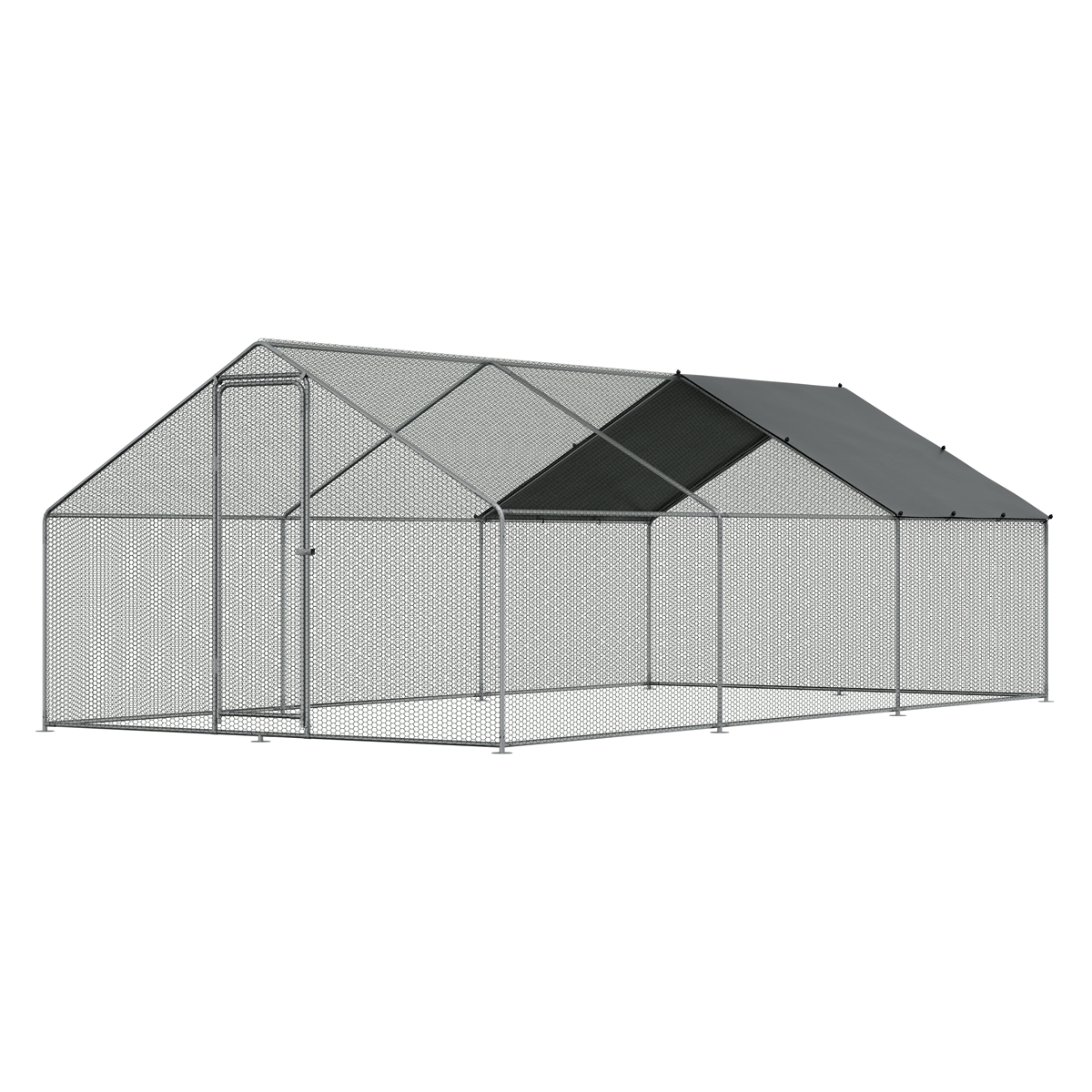 Dellonda DG280 Dellonda Walk-In Galvanized Steel Chicken Run with Roof Cover & PVC Coated Chicken Wire