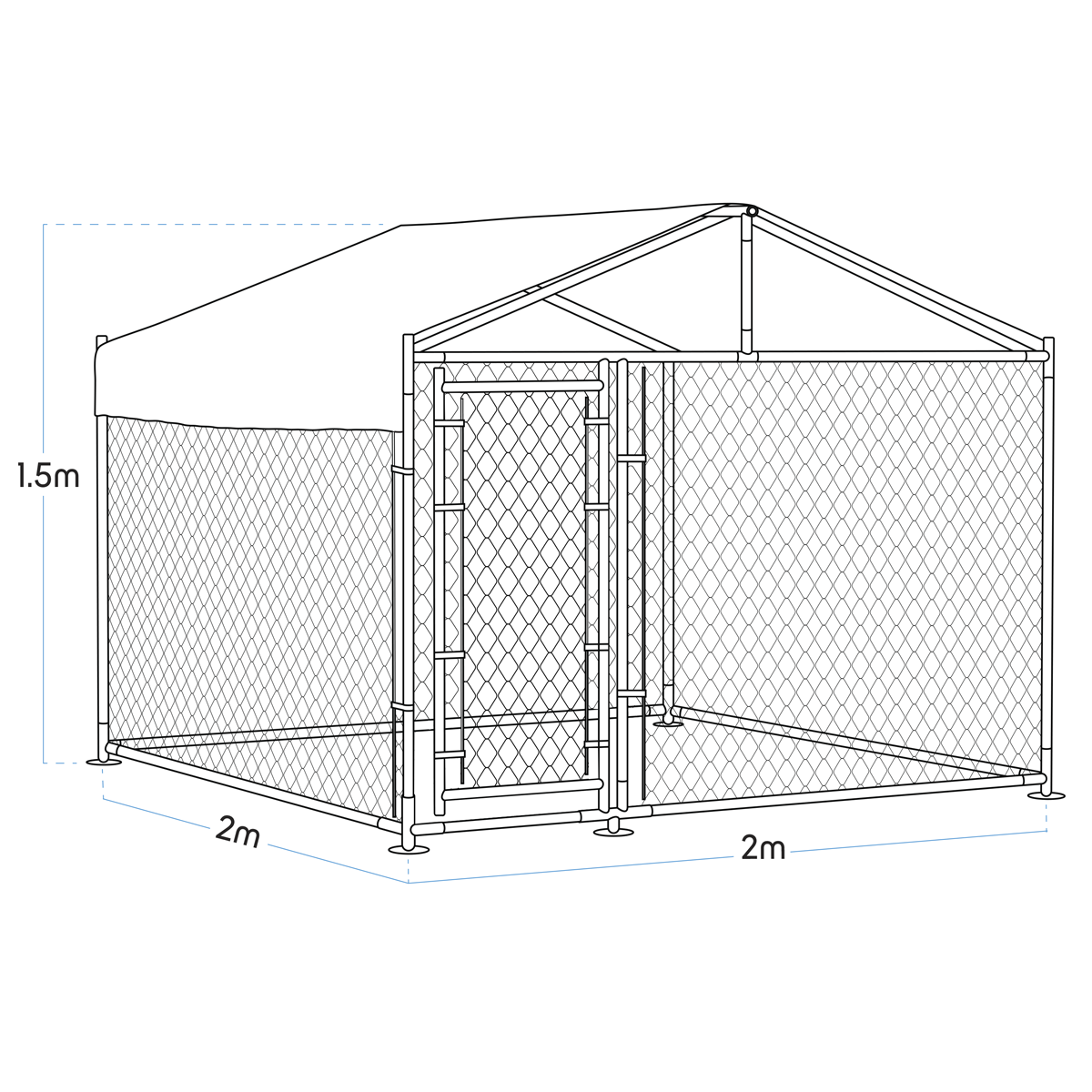 Dellonda DG281 Dellonda Galvanised Steel Dog Kennel with Roof Cover & Chain Link Fencing