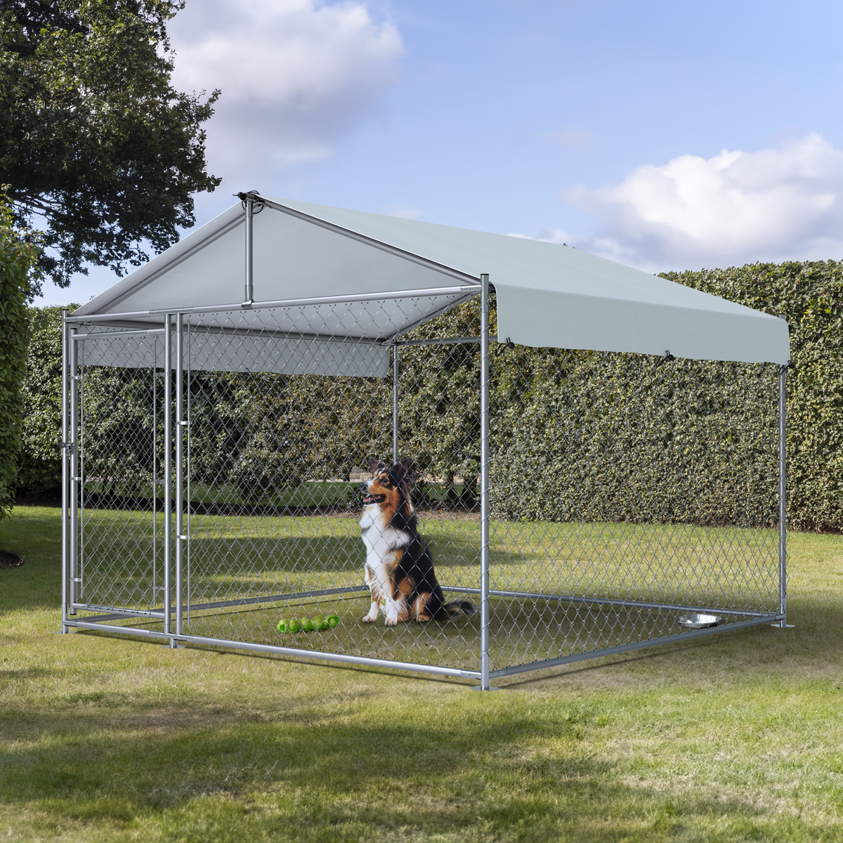 Dellonda DG281 Dellonda Galvanised Steel Dog Kennel with Roof Cover & Chain Link Fencing