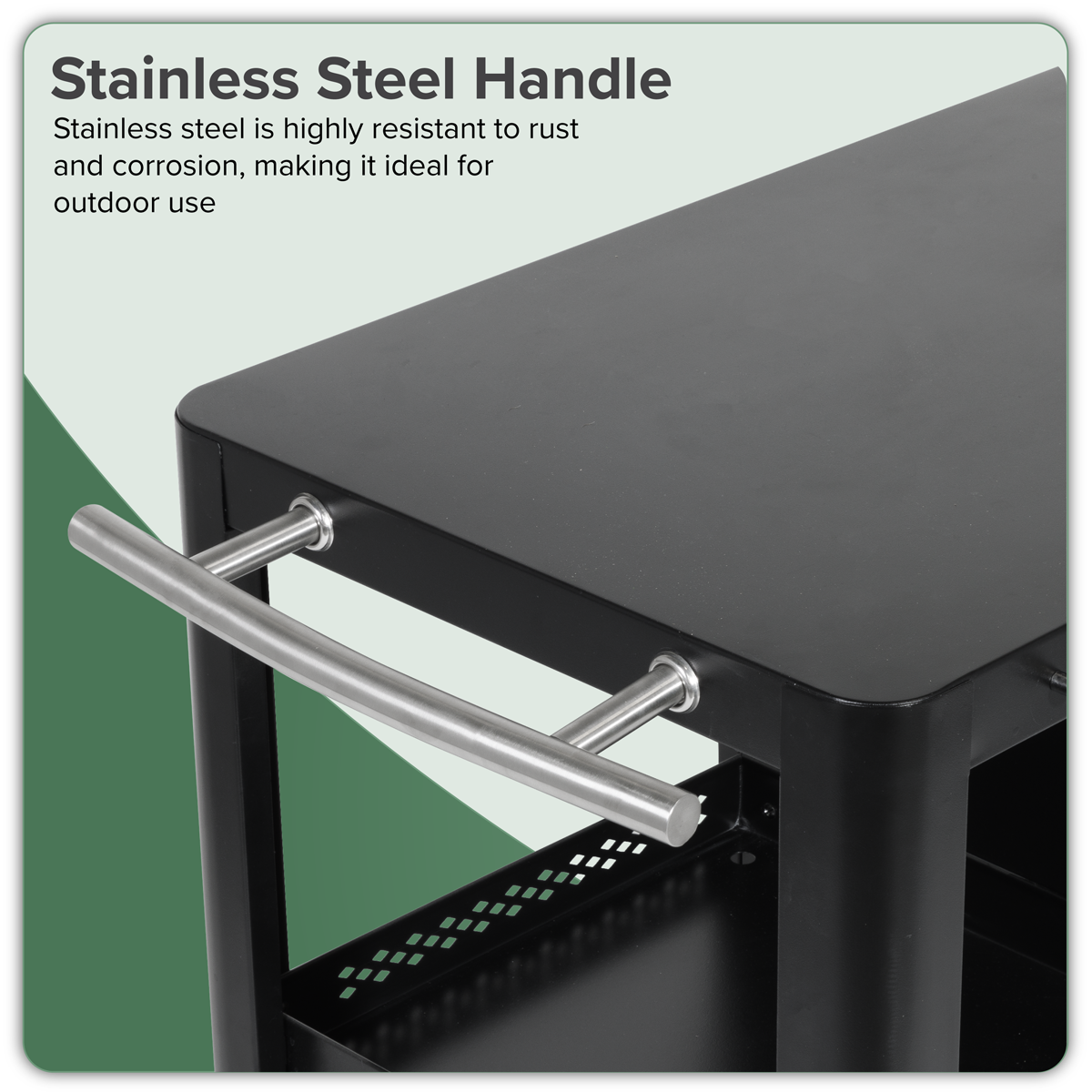 Dellonda DG282 Dellonda BBQ/Plancha Workstation Trolley with Cupboard, Extension Table & Utensil Hooks, Black