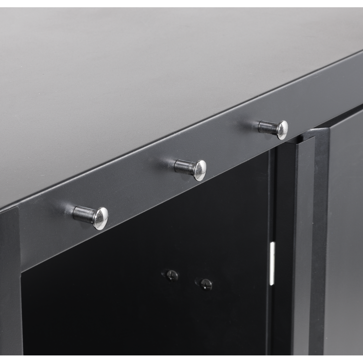 Dellonda DG282 Dellonda BBQ/Plancha Workstation Trolley with Cupboard, Extension Table & Utensil Hooks, Black