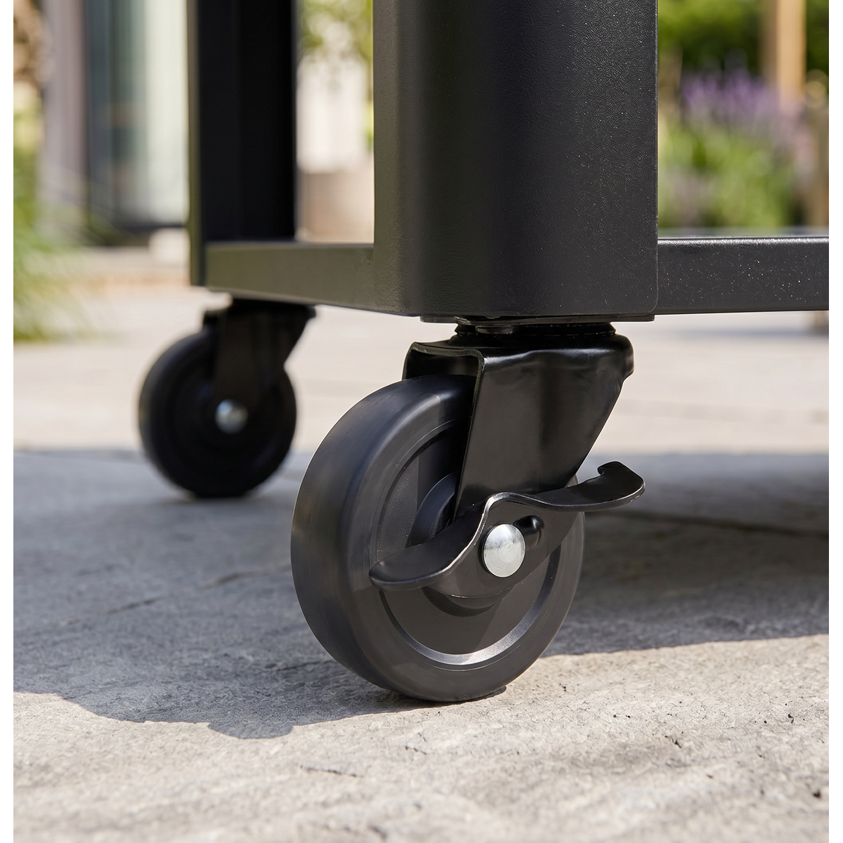 Dellonda DG282 Dellonda BBQ/Plancha Workstation Trolley with Cupboard, Extension Table & Utensil Hooks, Black