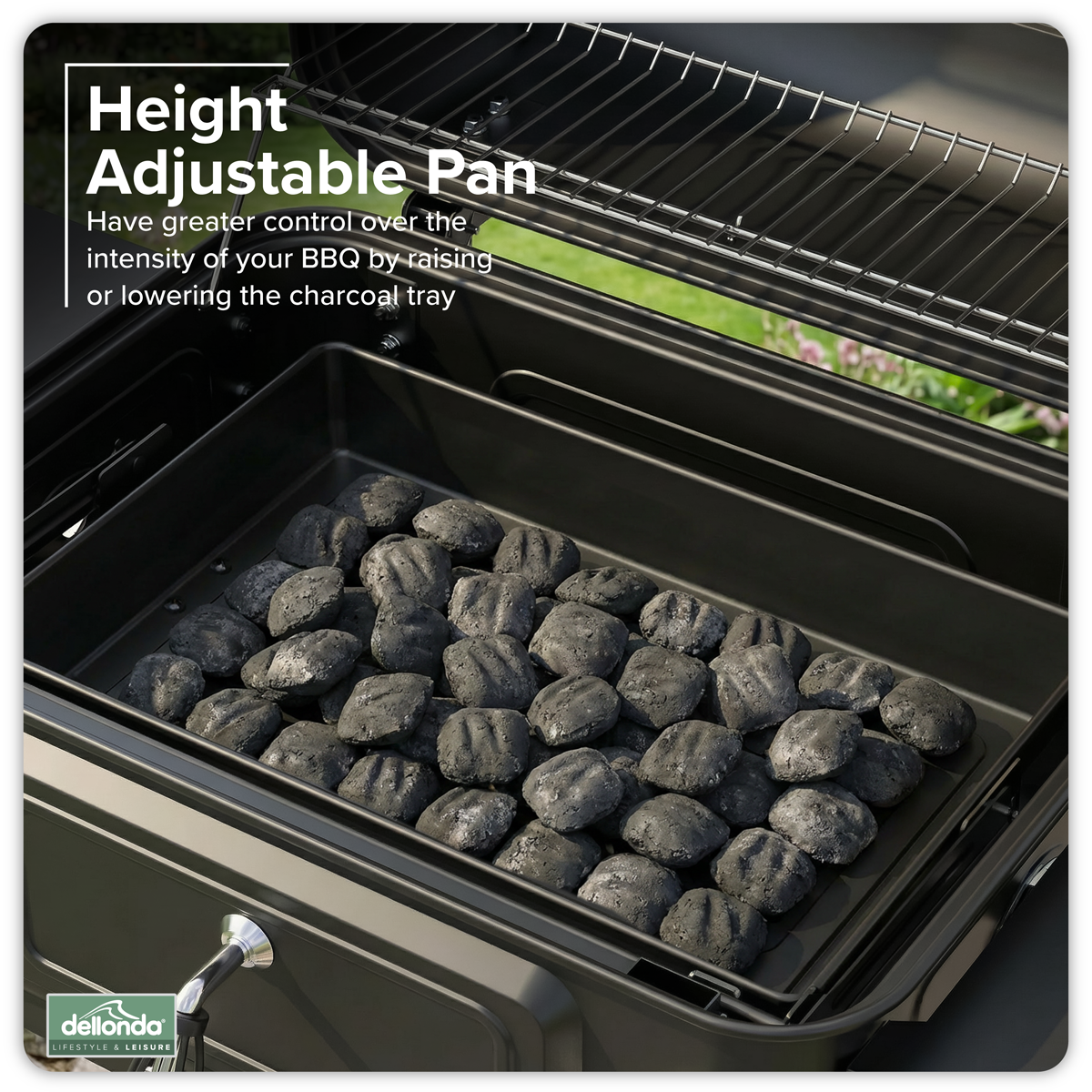 Dellonda DG283 Dellonda Charcoal Grill BBQ Smoker & Trolley with 2 Side Shelves - Black