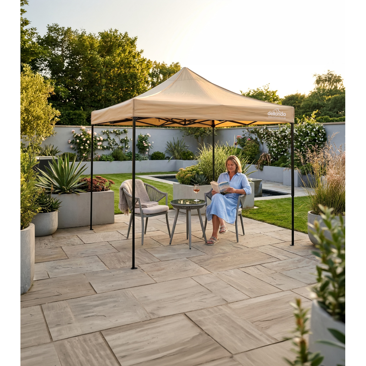Dellonda DG304 Dellonda 3x3m Pop-Up Gazebo Canopy with Water-Resistant Carry Bag, Stakes & Weight Bags - Beige