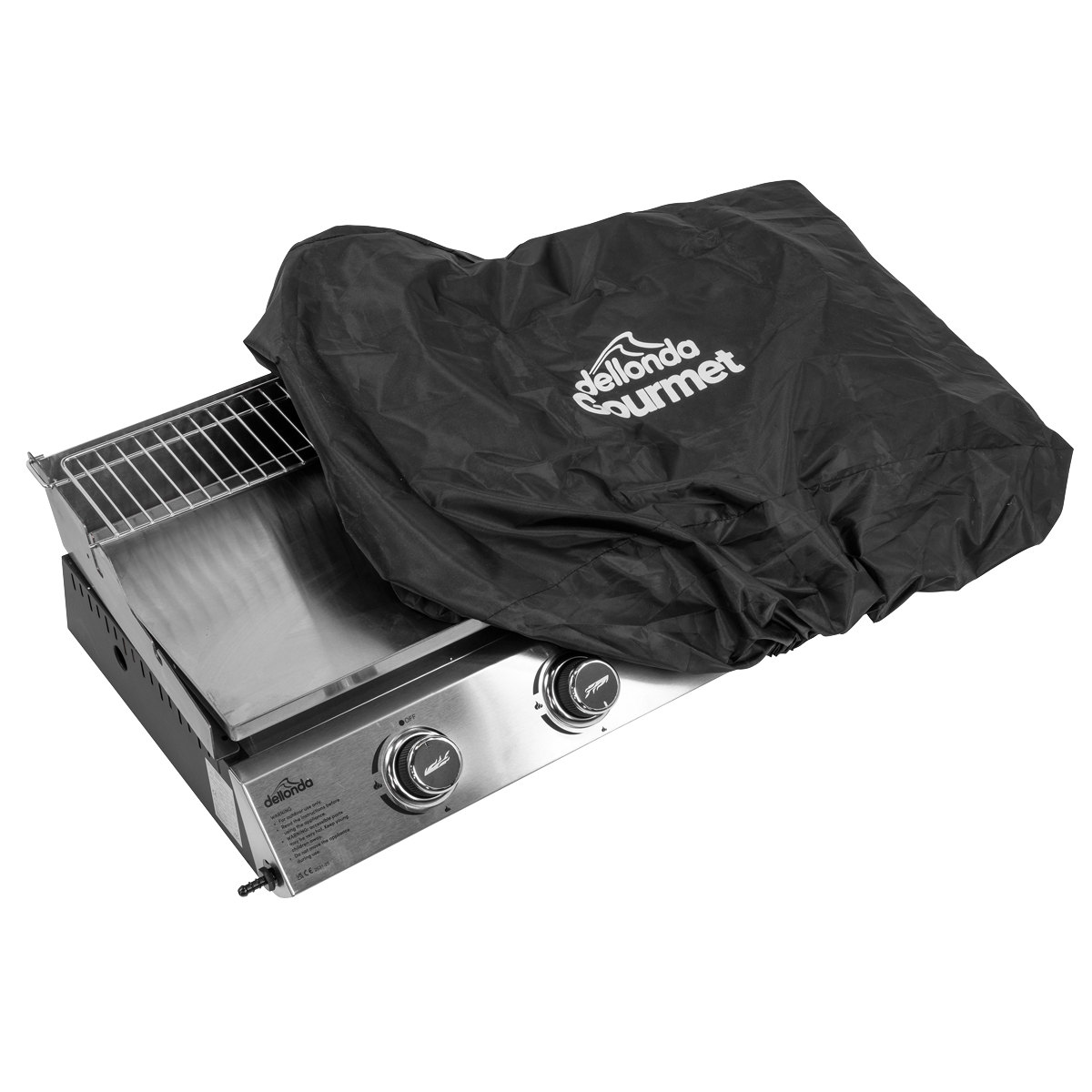 Dellonda DG311 Dellonda 4 Burner Portable Gas Plancha with Warming Rack 10kW & Heavy Duty Cover