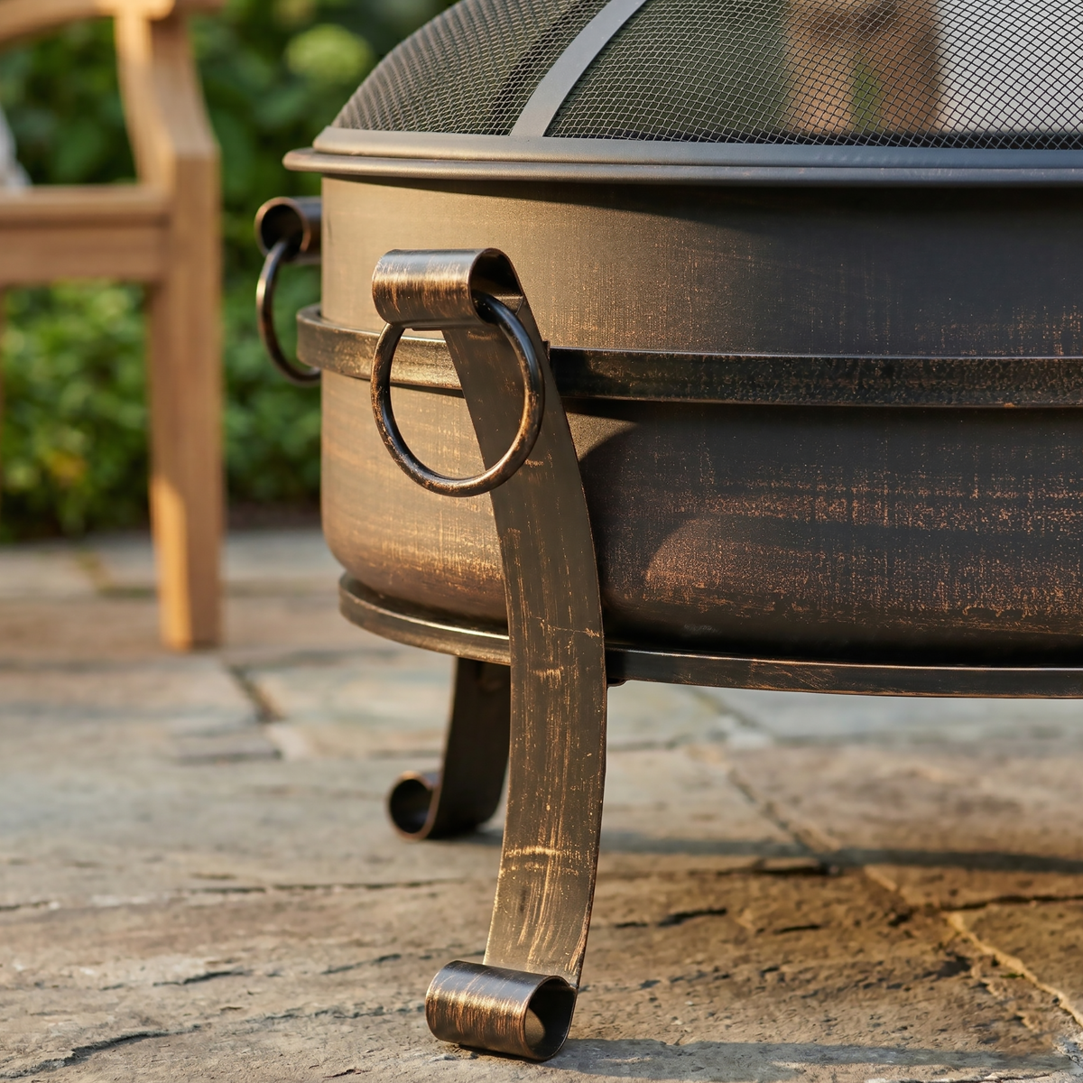 Dellonda DG42 Dellonda 76cm Deluxe 2-in-1 Outdoor Fire Pit & Coffee Table Antique Bronze Effect