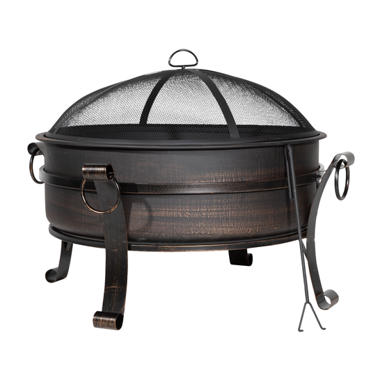 Dellonda DG42 Dellonda 76cm Deluxe 2-in-1 Outdoor Fire Pit & Coffee Table Antique Bronze Effect