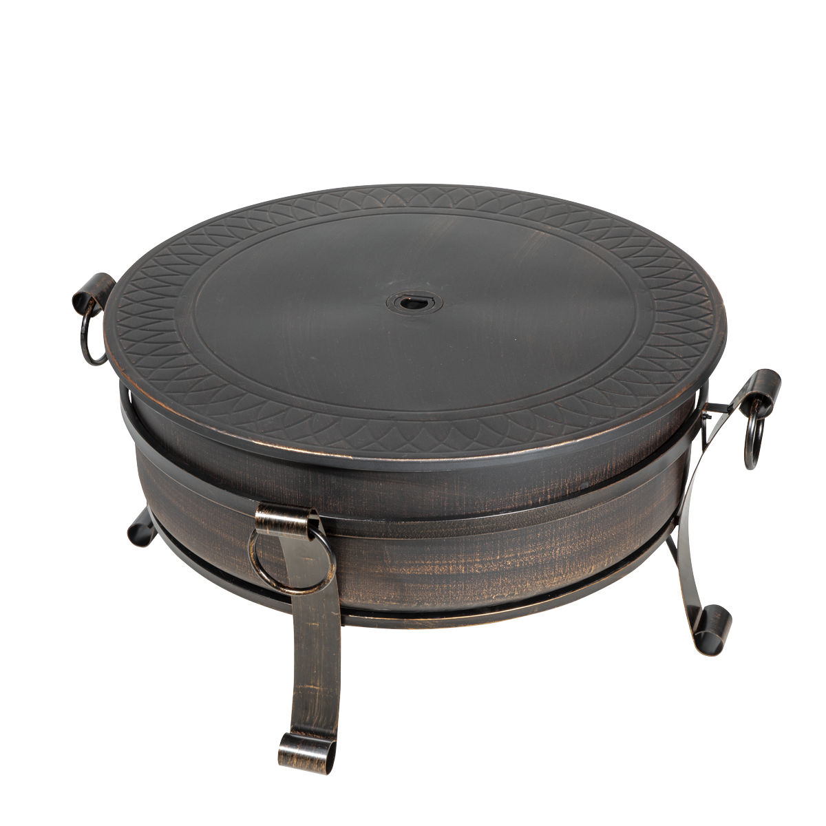 Dellonda DG42 Dellonda 76cm Deluxe 2-in-1 Outdoor Fire Pit & Coffee Table Antique Bronze Effect