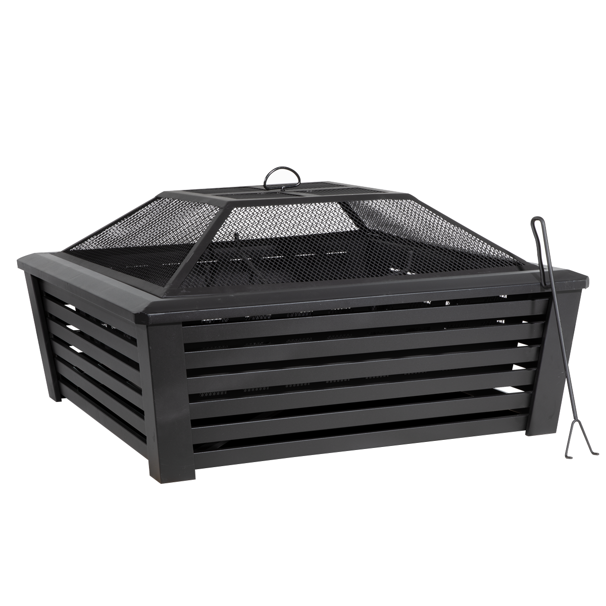 Dellonda DG43 Dellonda 89cm Square Outdoor Fire Pit, Black
