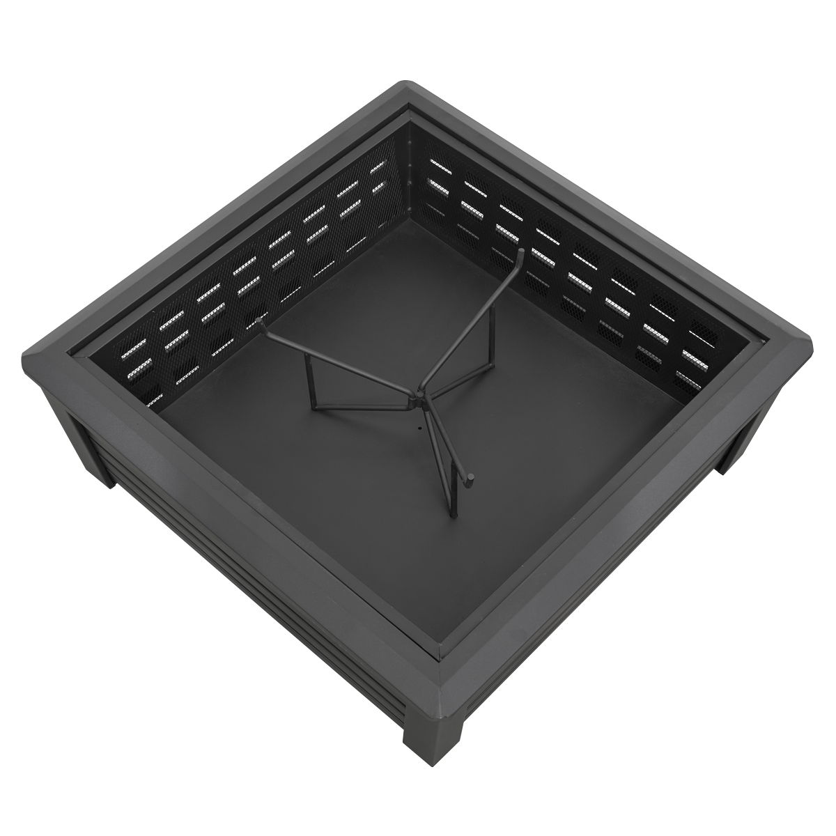 Dellonda DG43 Dellonda 89cm Square Outdoor Fire Pit, Black