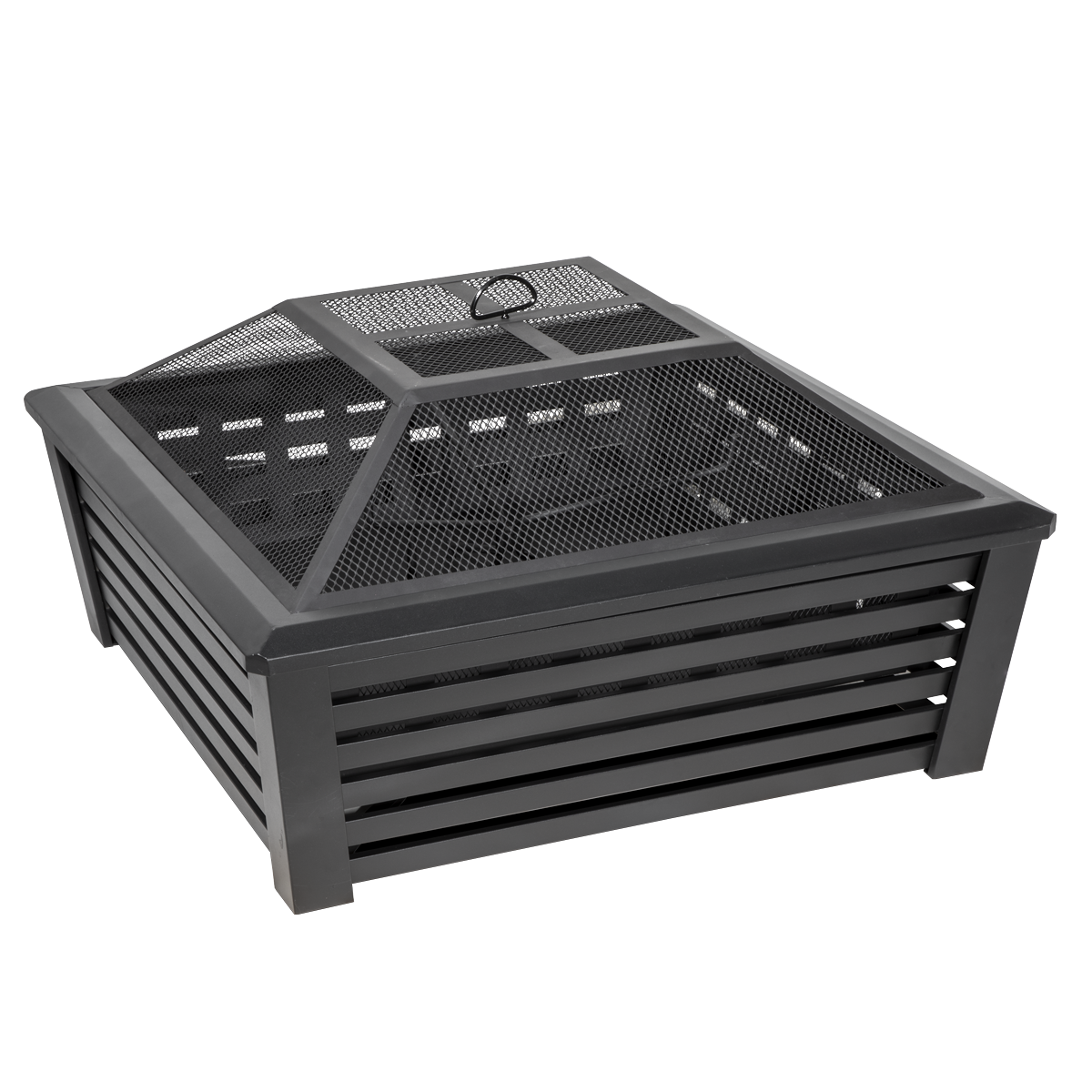 Dellonda DG43 Dellonda 89cm Square Outdoor Fire Pit, Black