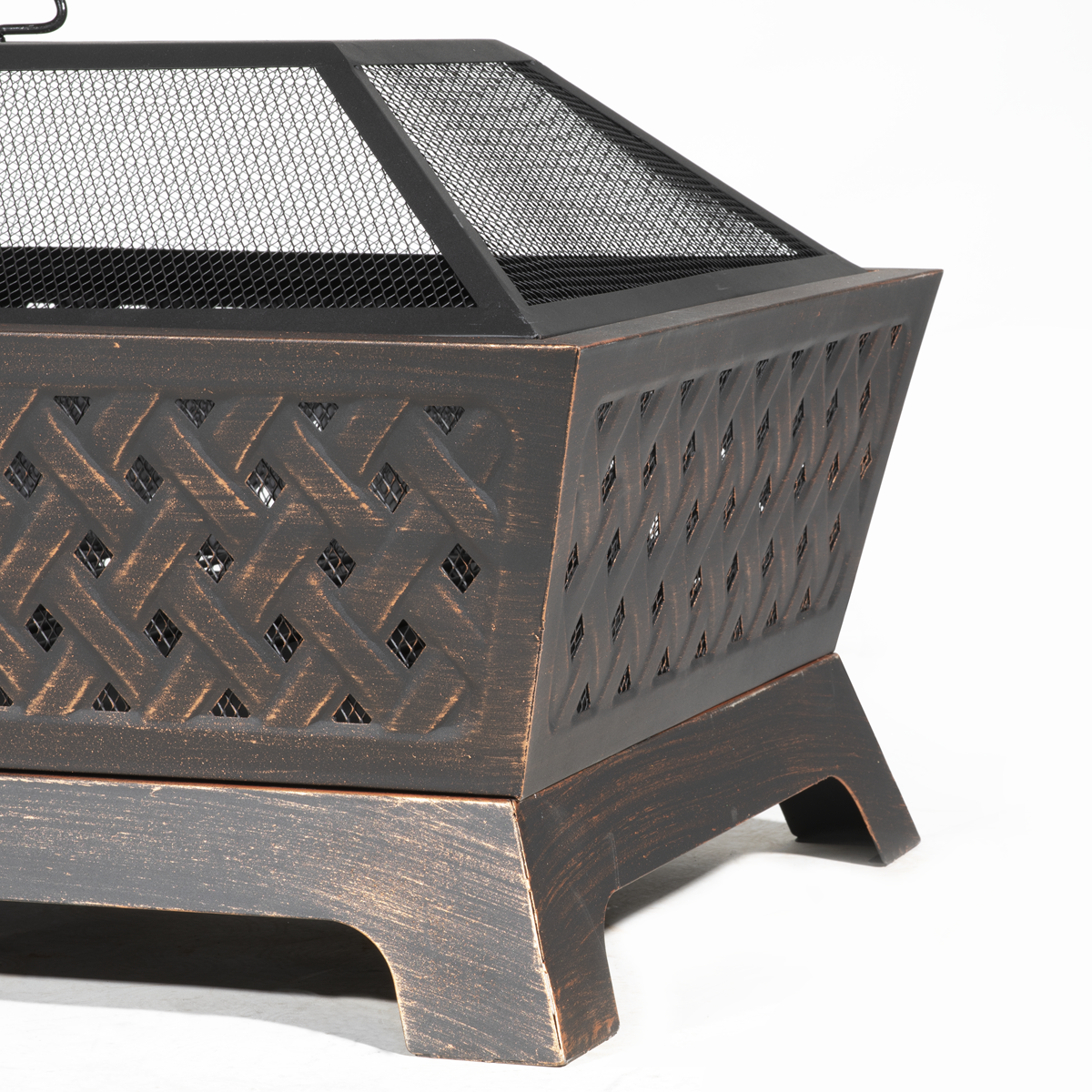 Dellonda DG44 Dellonda 89cm Rectangular Outdoor Fire Pit, Antique Bronze Effect