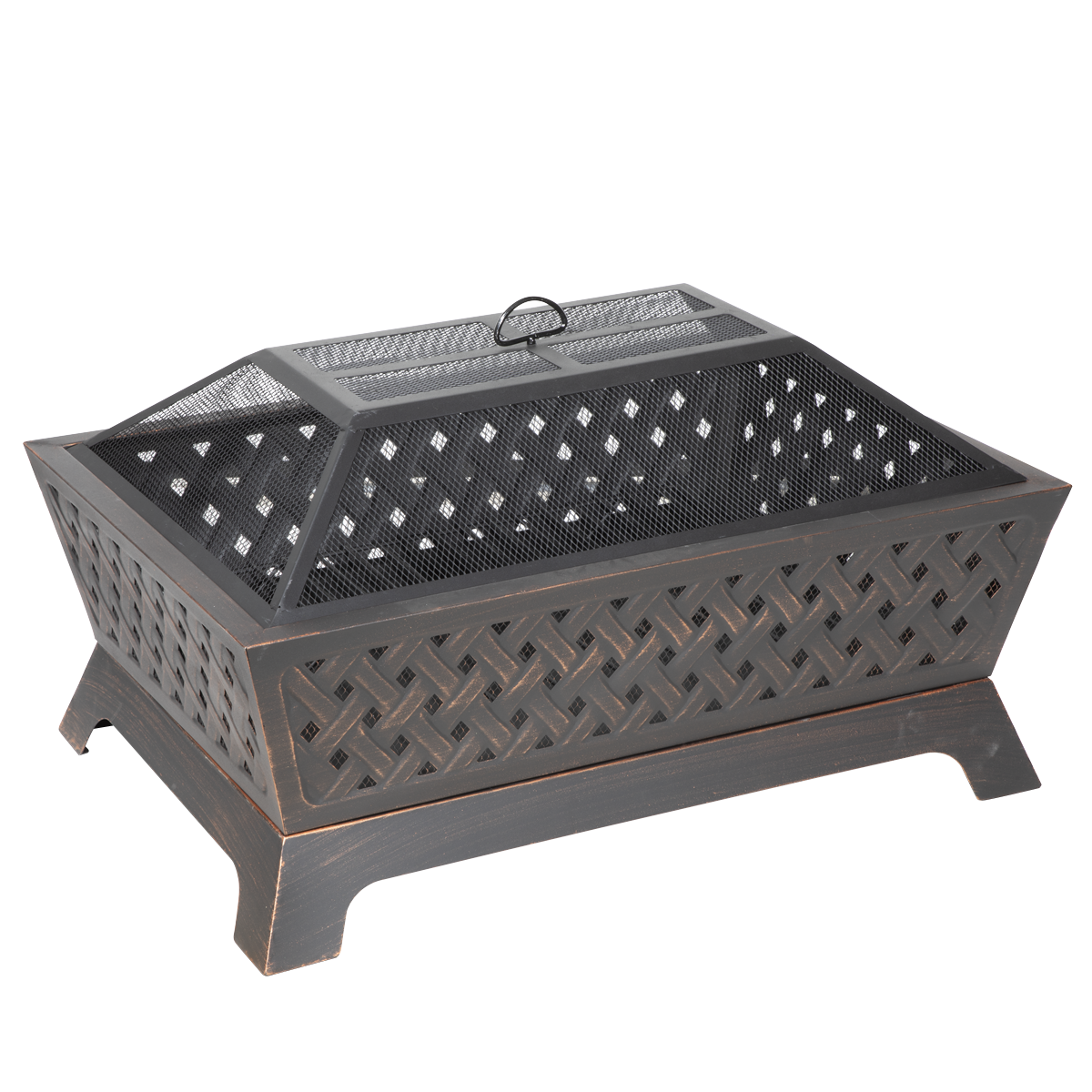Dellonda DG44 Dellonda 89cm Rectangular Outdoor Fire Pit, Antique Bronze Effect