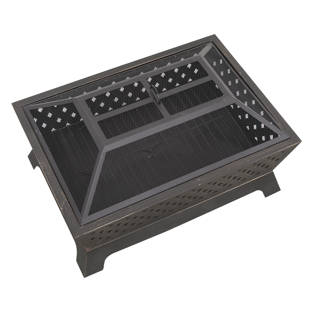 Dellonda DG44 Dellonda 89cm Rectangular Outdoor Fire Pit, Antique Bronze Effect