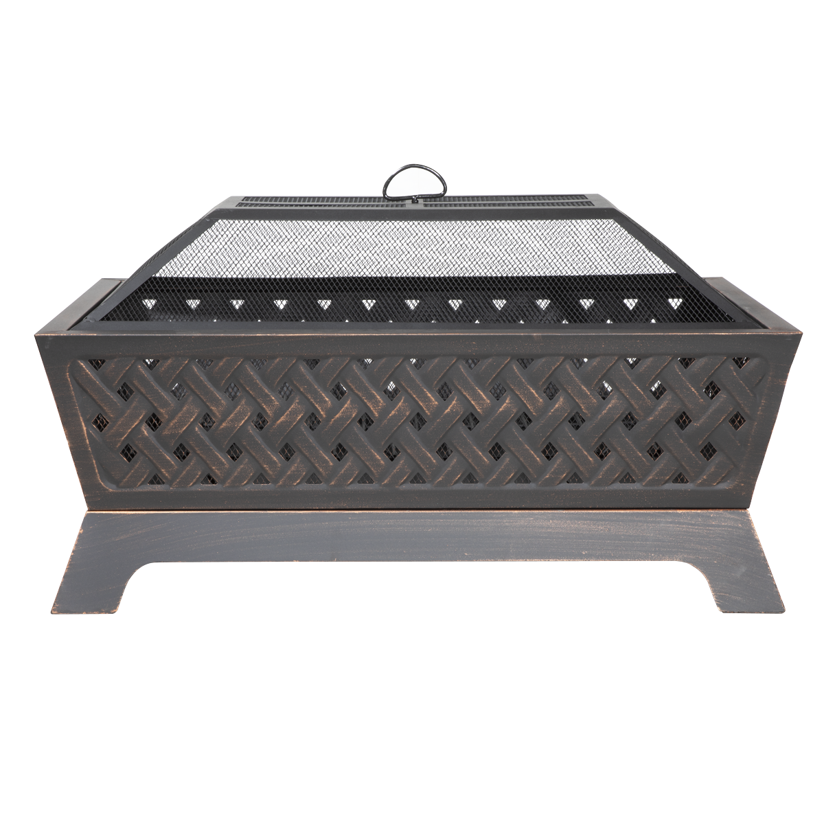 Dellonda DG44 Dellonda 89cm Rectangular Outdoor Fire Pit, Antique Bronze Effect