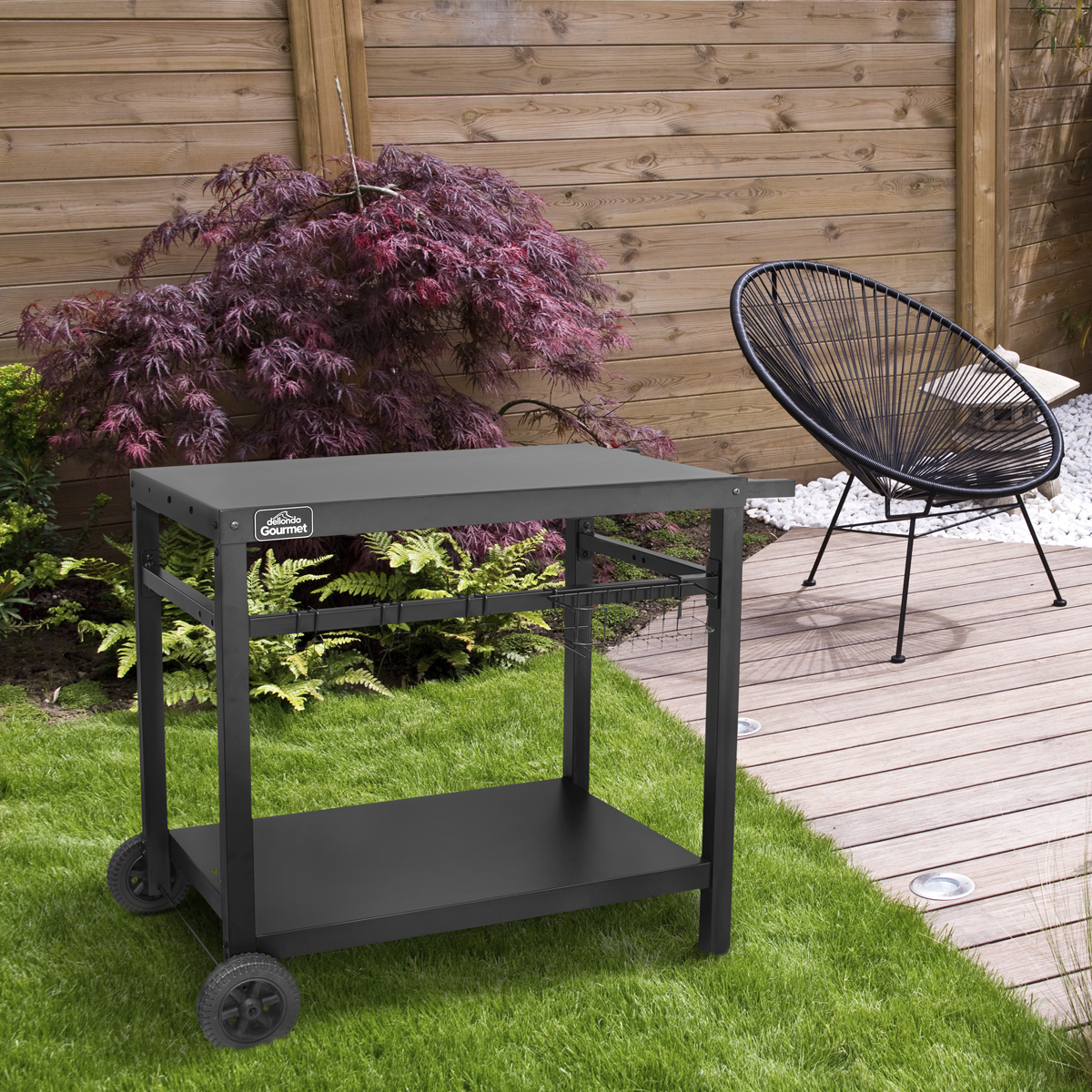 Dellonda DG45 Dellonda Plancha Trolley with Utensil Holder - Black