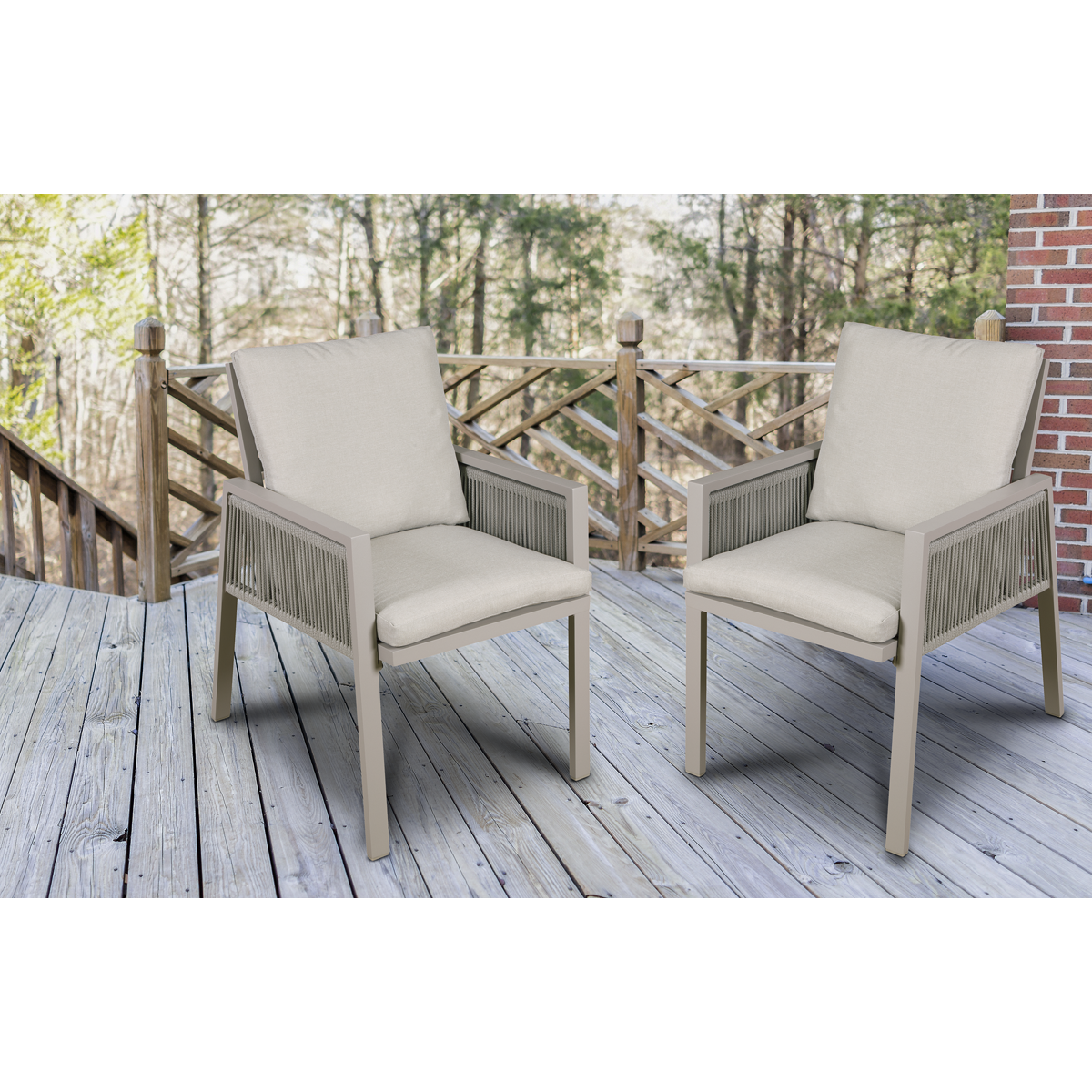 Dellonda DG49 Dellonda Fusion Garden/Patio Dining Chairs with Armrests 6pc - Light Grey