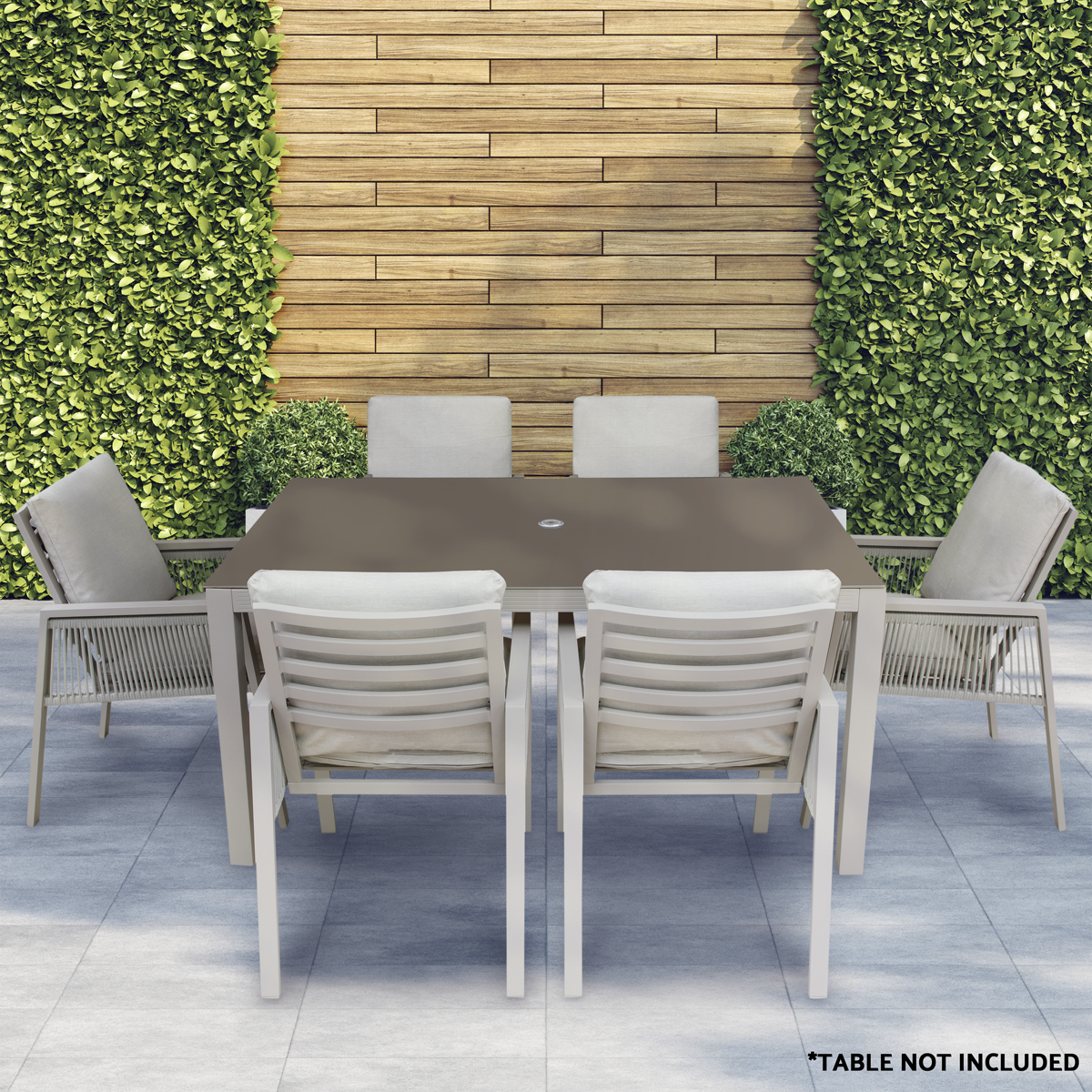 Dellonda DG49 Dellonda Fusion Garden/Patio Dining Chairs with Armrests 6pc - Light Grey