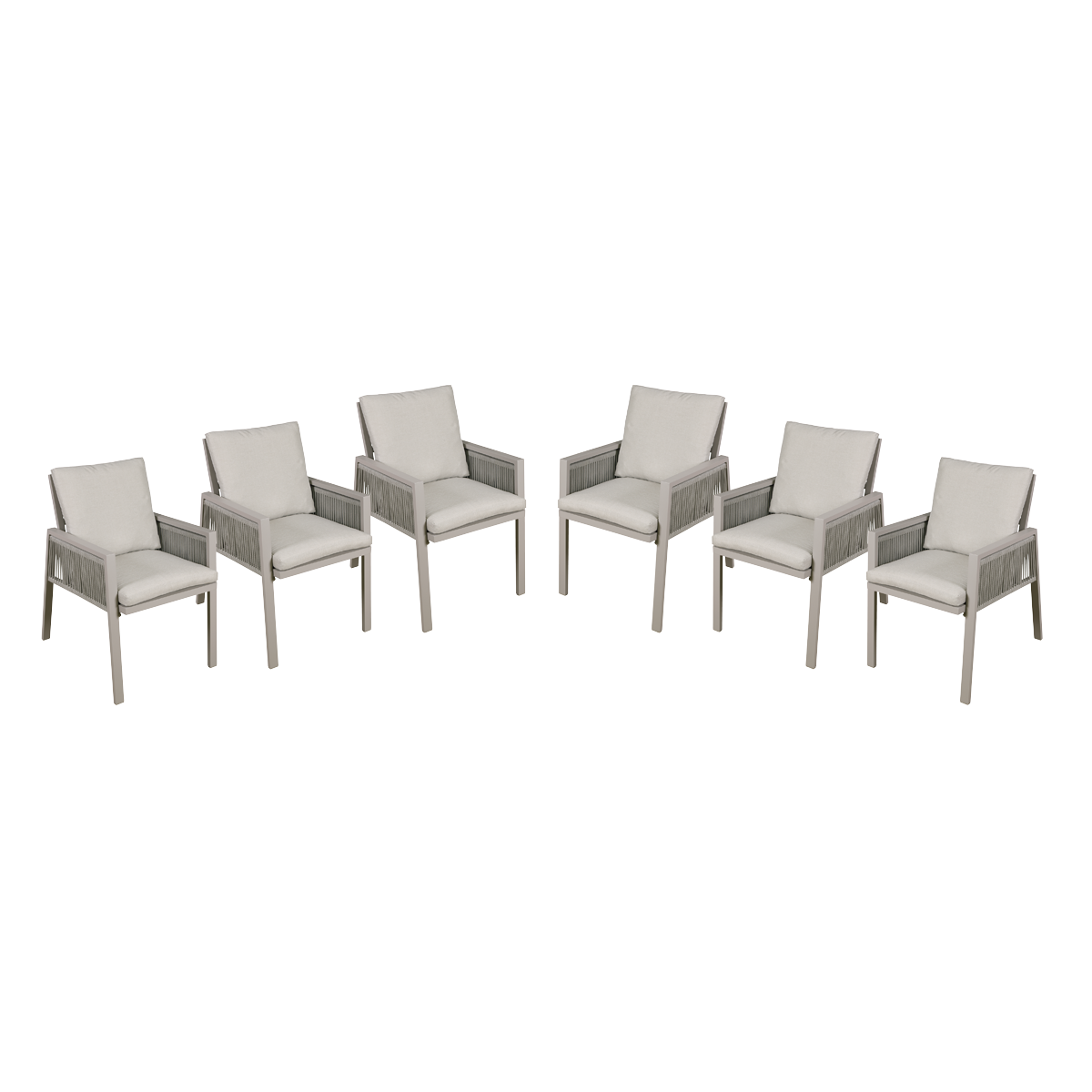 Dellonda DG49 Dellonda Fusion Garden/Patio Dining Chairs with Armrests 6pc - Light Grey