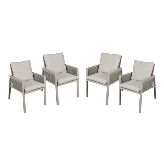 Dellonda DG50 Dellonda Fusion Garden/Patio Dining Chairs with Armrests 4pc - Light Grey