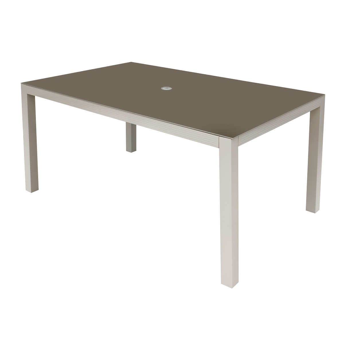 Dellonda DG51 Dellonda Fusion Aluminium Garden Dining Table with Tempered Glass & Parasol Hole - Light Grey