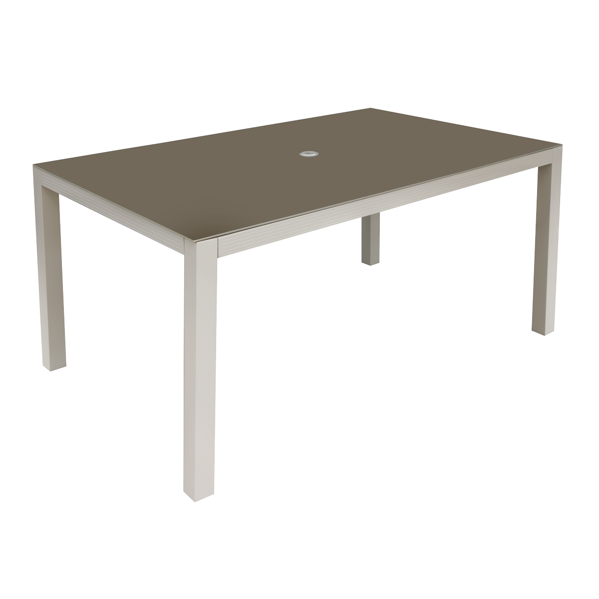 Dellonda DG51 Dellonda Fusion Aluminium Garden Dining Table with Tempered Glass & Parasol Hole - Light Grey