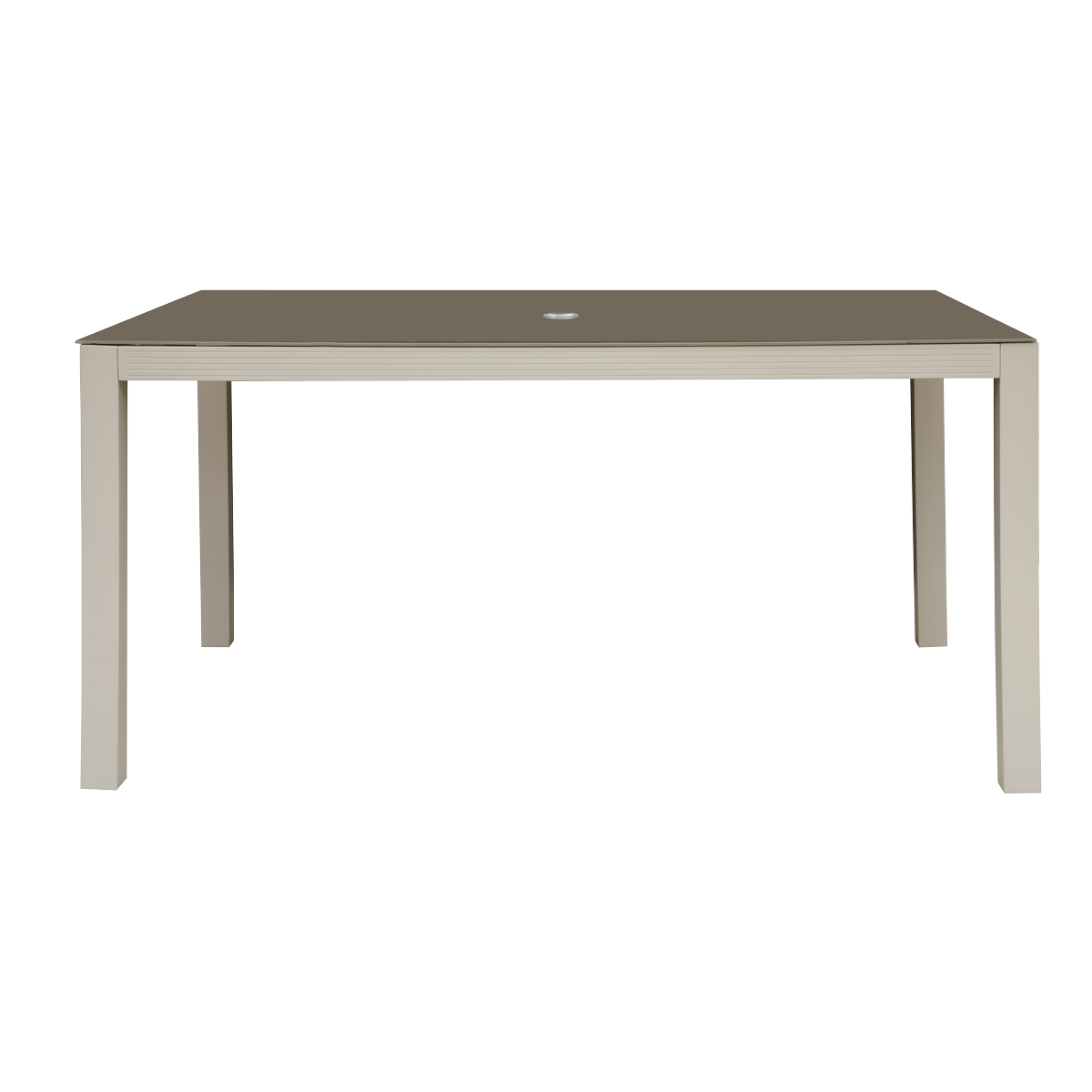 Dellonda DG51 Dellonda Fusion Aluminium Garden Dining Table with Tempered Glass & Parasol Hole - Light Grey