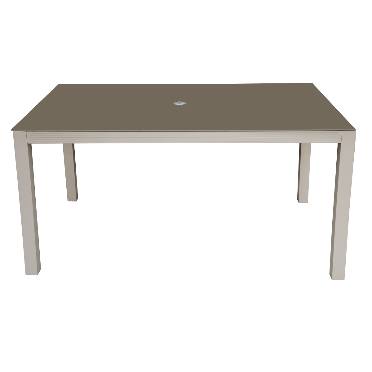 Dellonda DG51 Dellonda Fusion Aluminium Garden Dining Table with Tempered Glass & Parasol Hole - Light Grey