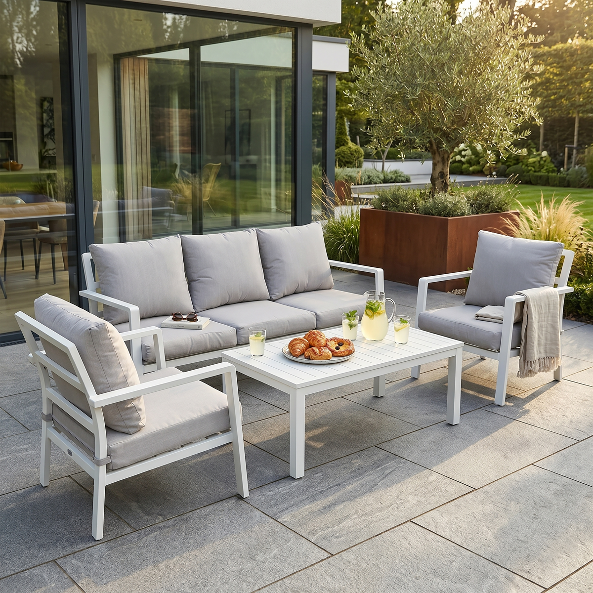 Dellonda DG52 Dellonda Kyoto Aluminium Outdoor Sofa & Coffee Table Set 4pc