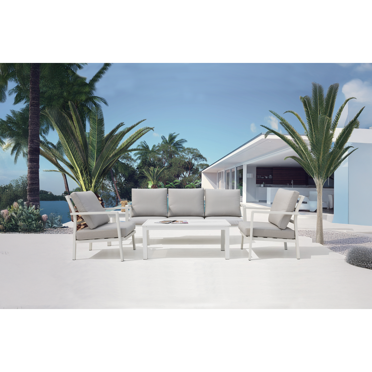 Dellonda DG52 Dellonda Kyoto Aluminium Outdoor Sofa & Coffee Table Set 4pc