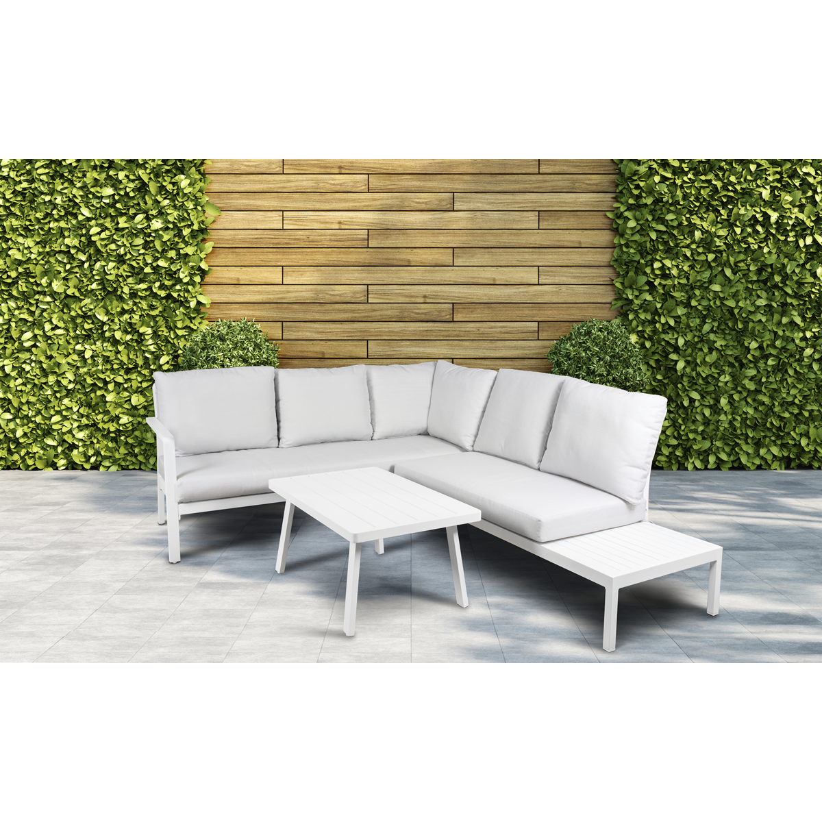 Dellonda DG53 Dellonda Kyoto Aluminium Outdoor Corner Sofa & Coffee Table Set 3pc