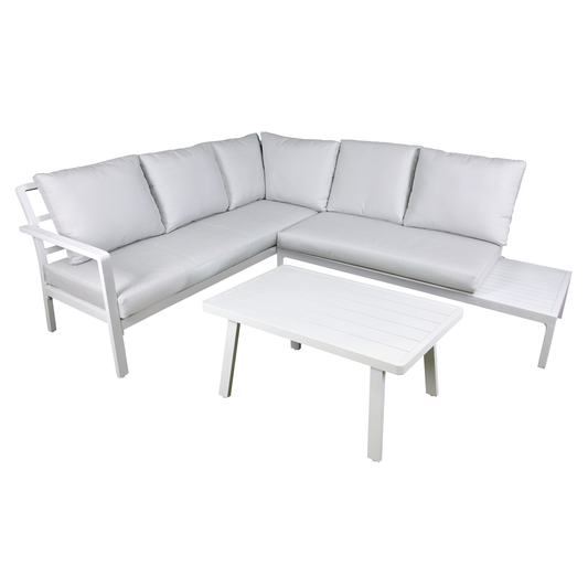 Dellonda DG53 Dellonda Kyoto Aluminium Outdoor Corner Sofa & Coffee Table Set 3pc