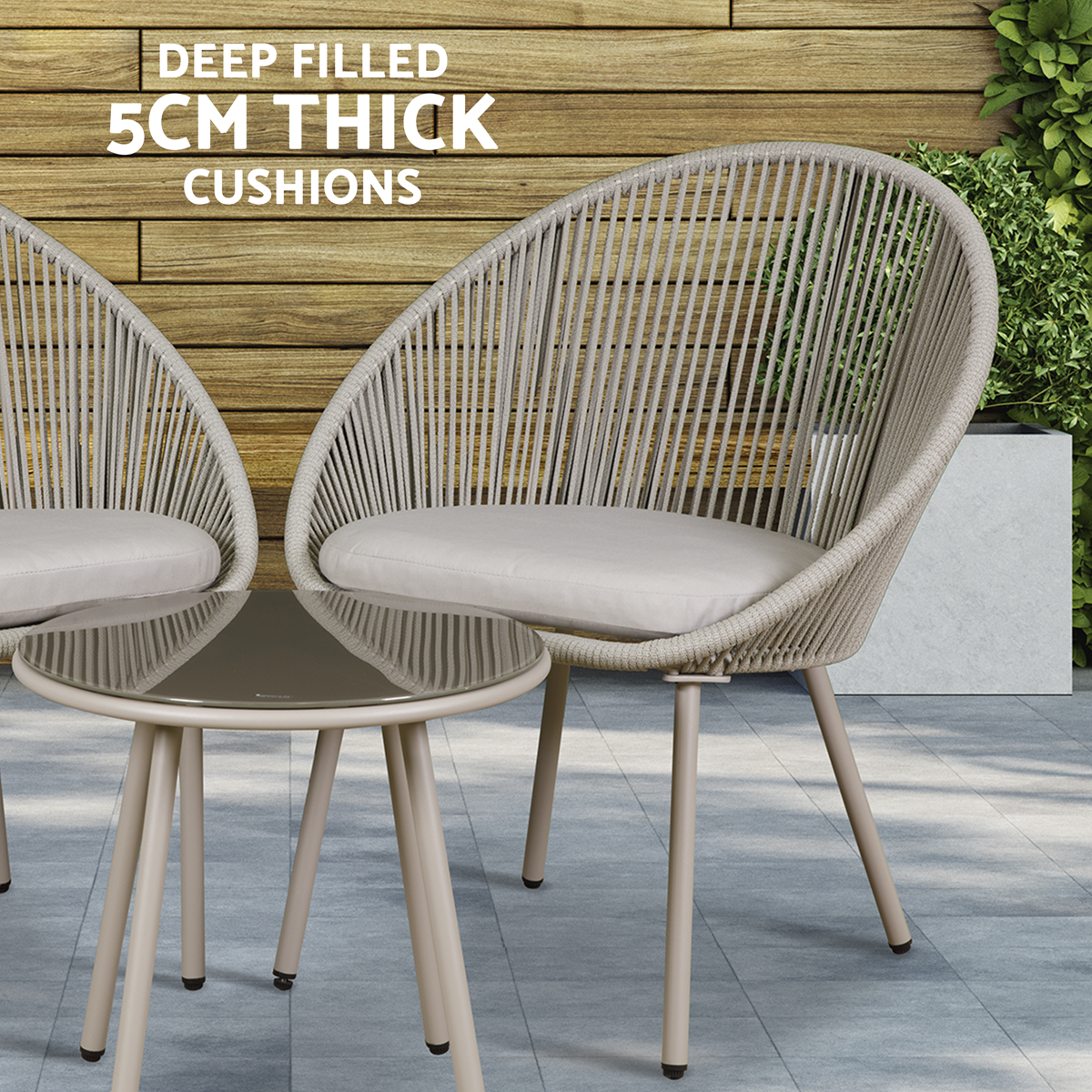 Dellonda DG55 Dellonda Como Steel Bistro Set with Tempered Glass Tabletop 3pc