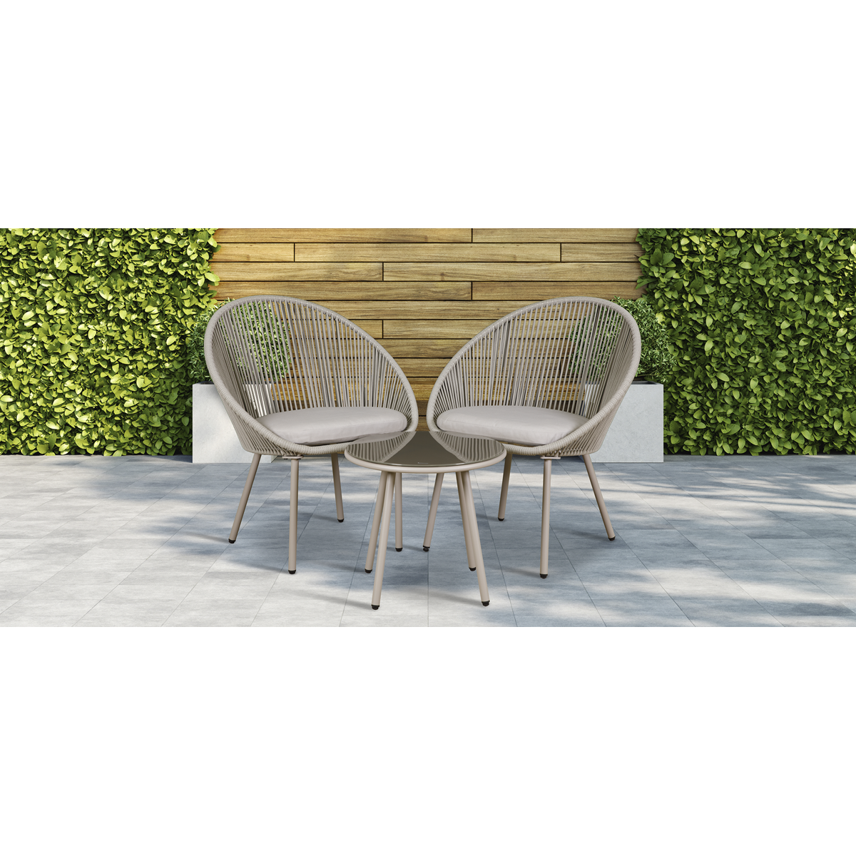 Dellonda DG55 Dellonda Como Steel Bistro Set with Tempered Glass Tabletop 3pc