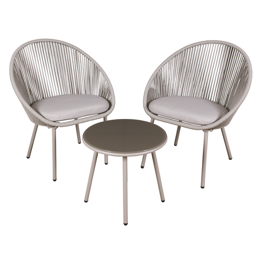 Dellonda DG55 Dellonda Como Steel Bistro Set with Tempered Glass Tabletop 3pc